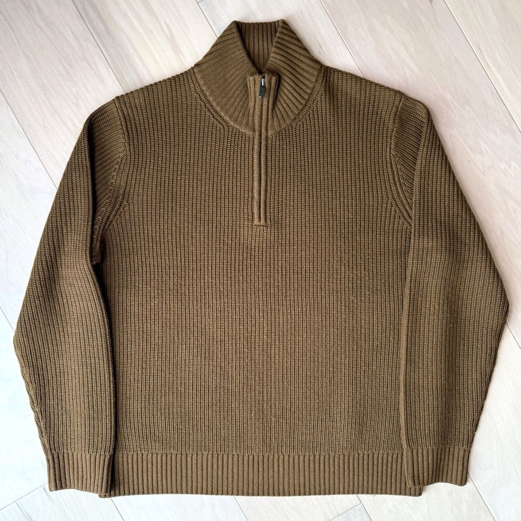 Todd Snyder Todd Snyder Merino Wool Sweater XL Camel Brown 1/4 Zip Mock Neck New York Mens Pullover Solid Knit Cap Size US XL / EU 56 / 4 - 3 Thumbnail