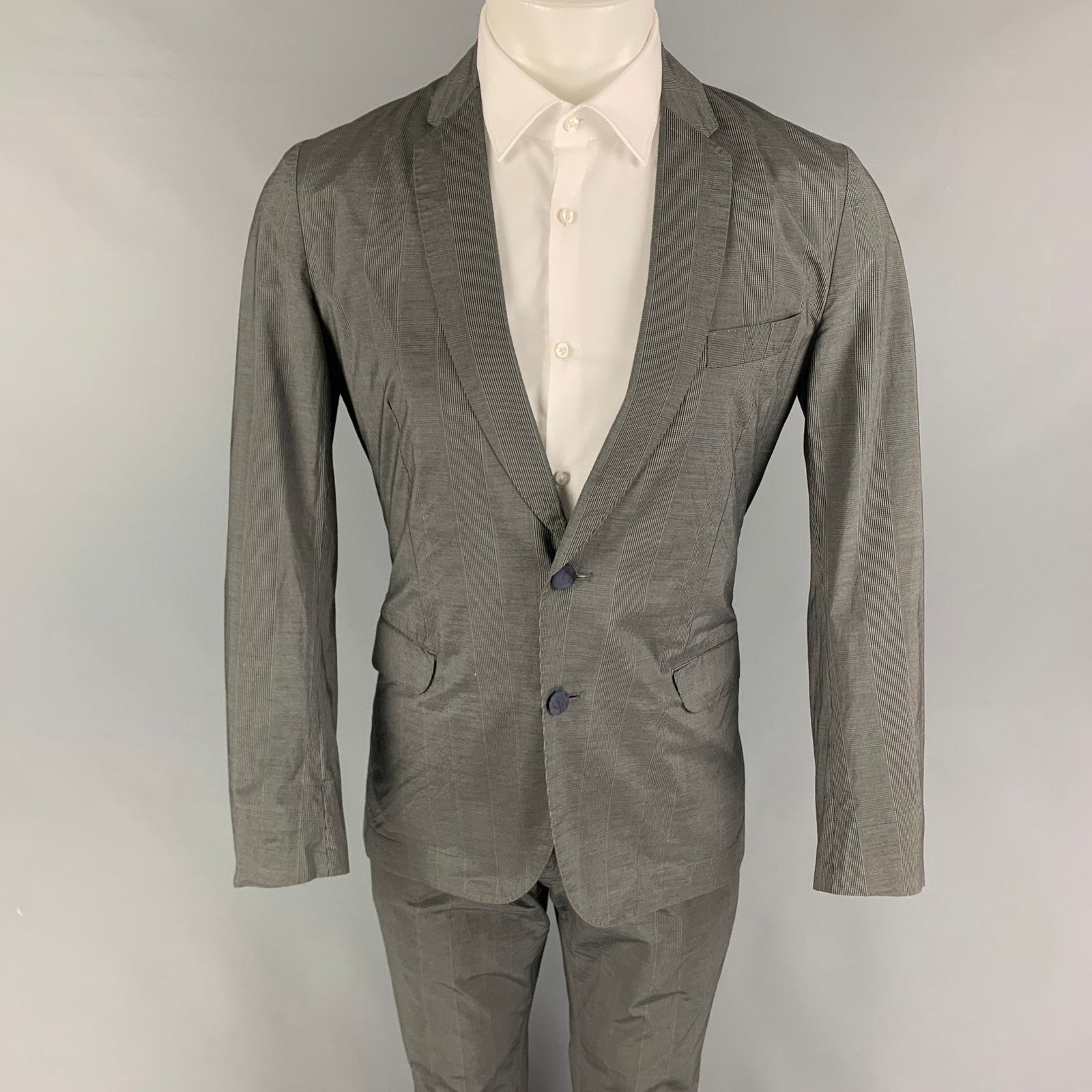 Paul Smith Size S Gray Glenplaid Cotton Silk Notch Lapel Suit Size 38R - 1 Thumbnail