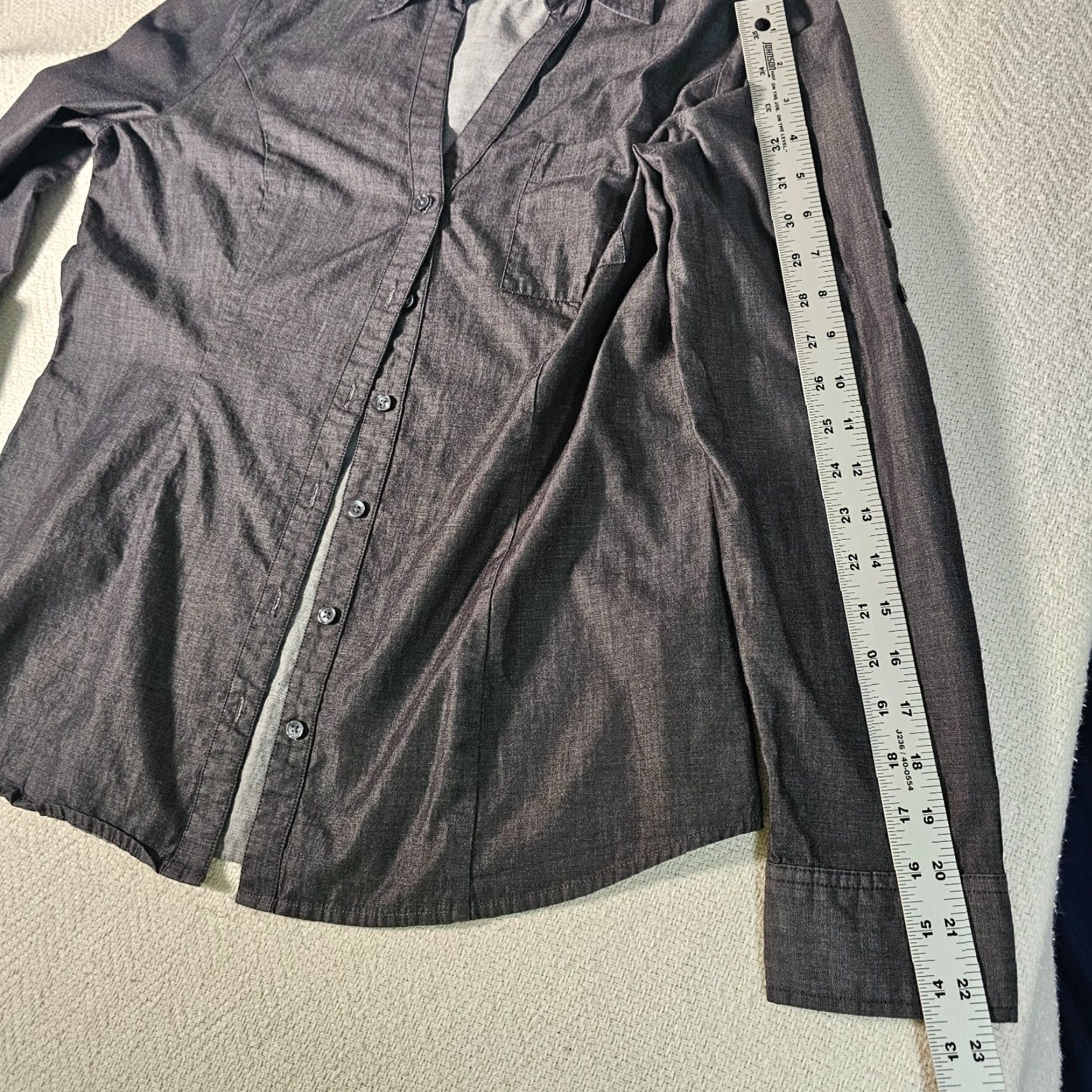 Express VINTAGE Express Women’s Black Cotton Button-Up Collared Shirt Long Sleeve Size L Business Formal Size L / US 10 / IT 46 - 6 Thumbnail