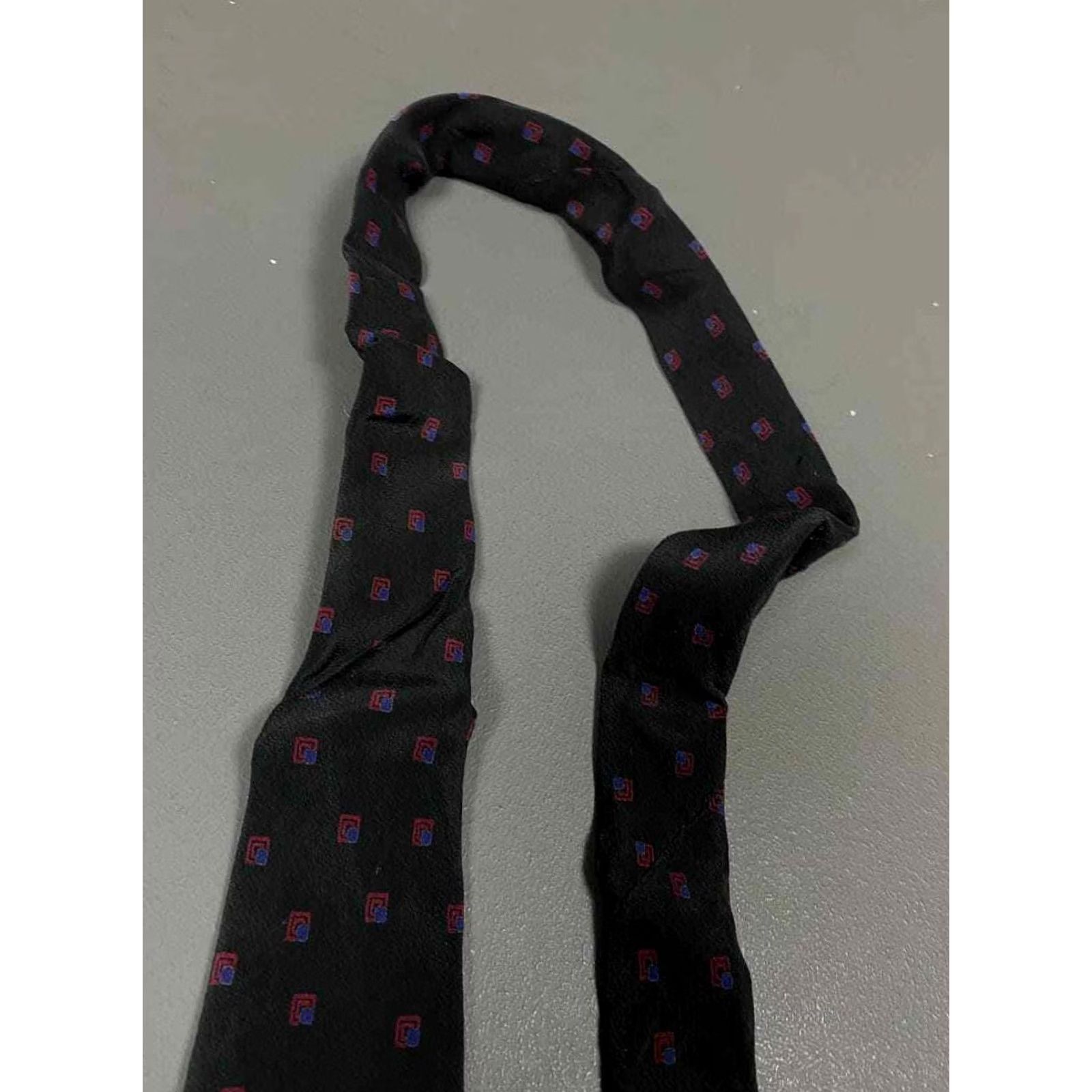 Valentino VALENTINO Black Silk Dotted Tie Vintage Made in Italy Geometric Logo Tie Mens Silk Blend Pattern Geometric Size ONE SIZE - 5 Thumbnail