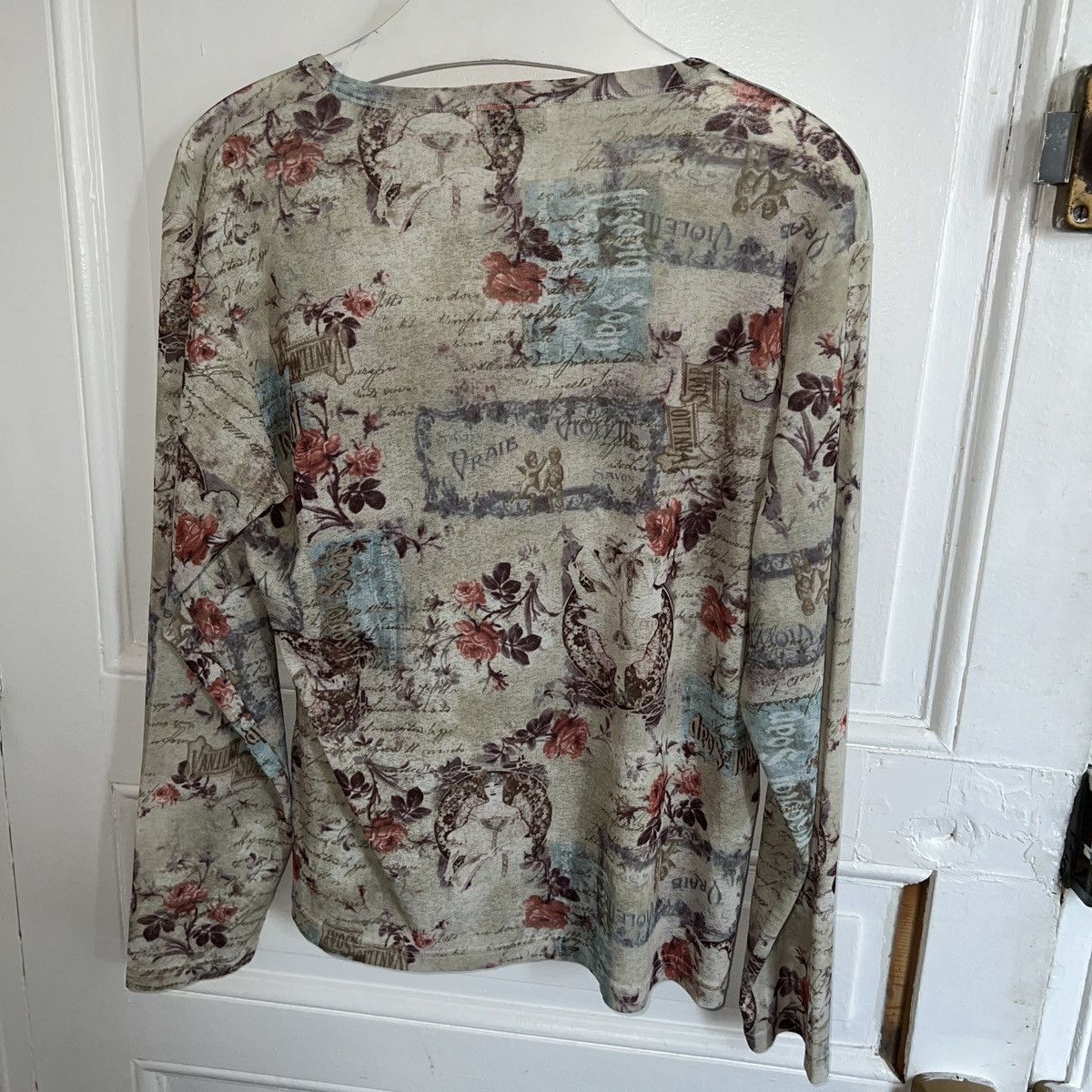 Japanese Brand × Vintage Y2K MESH TOP BLOUSE 2000s renaissance angels medieval print Size L / US 10 / IT 46 - 5 Thumbnail