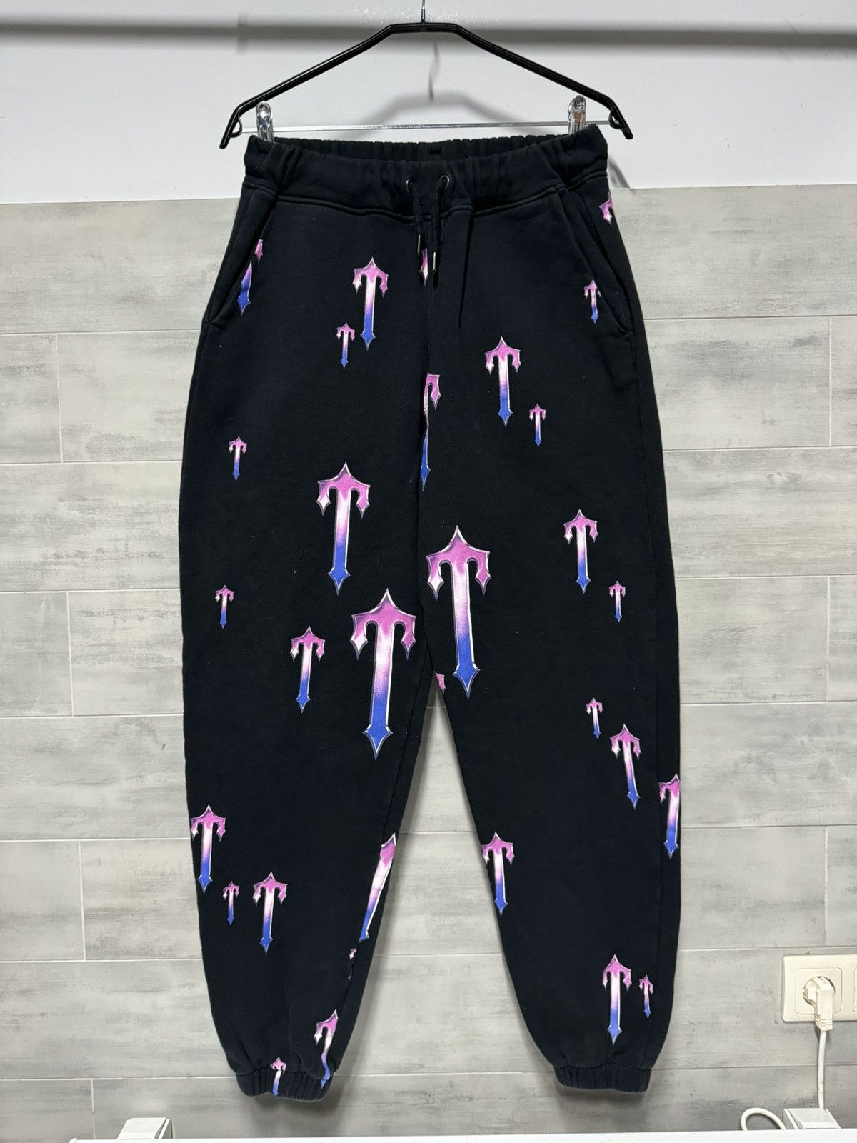 image of Trapstar London Trapstar Oversized Chrome Allover Joggers in Black, Men's (Size 30)