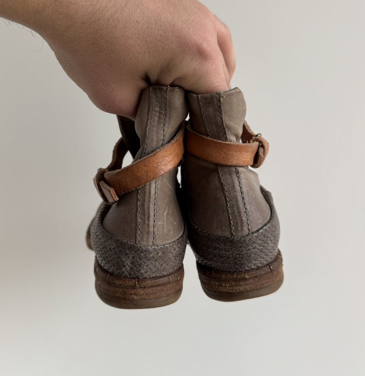 A.S.98 A.S. 98 Airstep Gray Leather Ankle Zipper Boots With Buckle Size US 6 / IT 36 - 7 Thumbnail