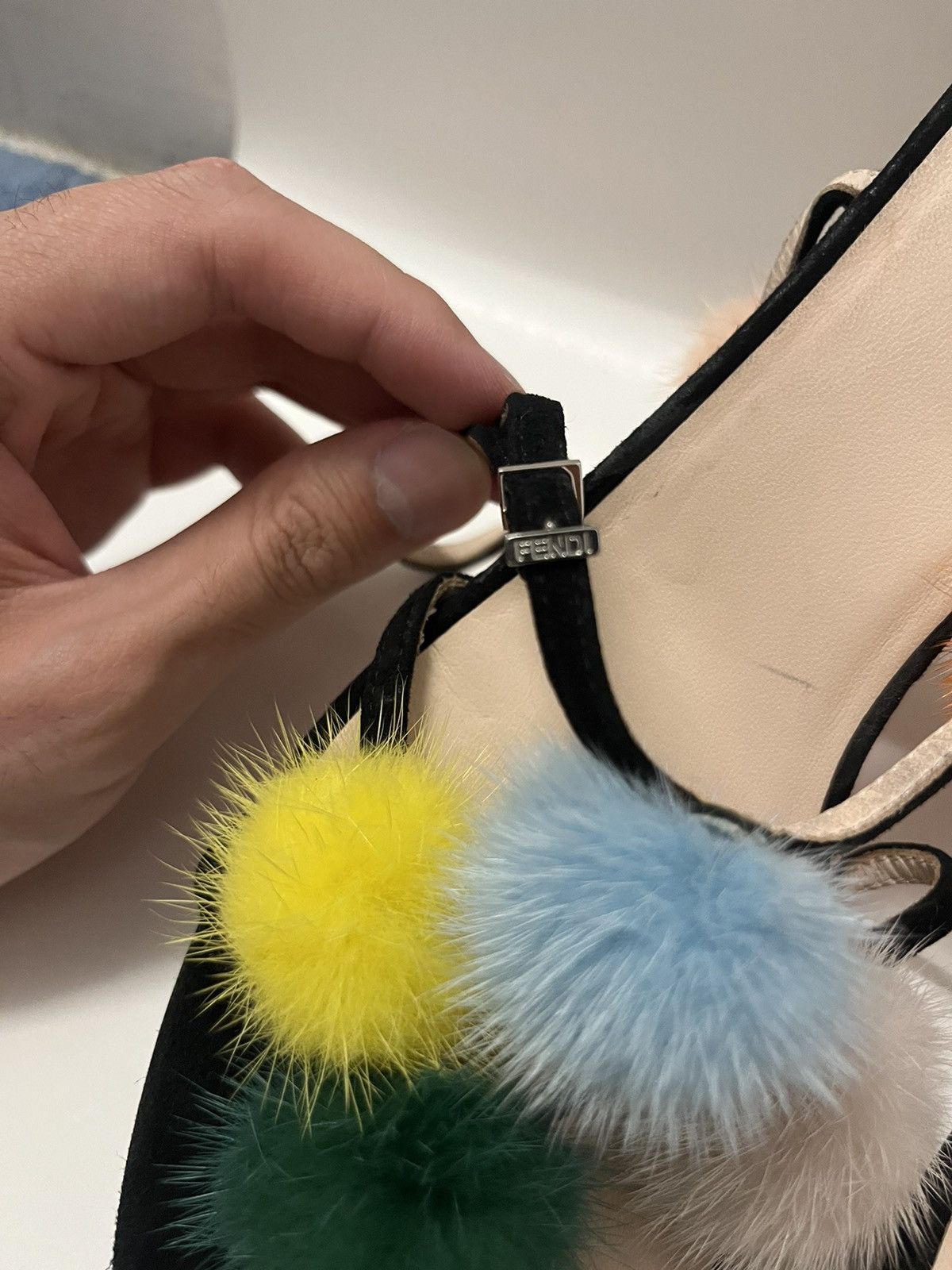 Fendi Fendi Black Pom Poms Ankle Strap Sandals Size 40 Size US 10 / IT 40 - 3 Thumbnail