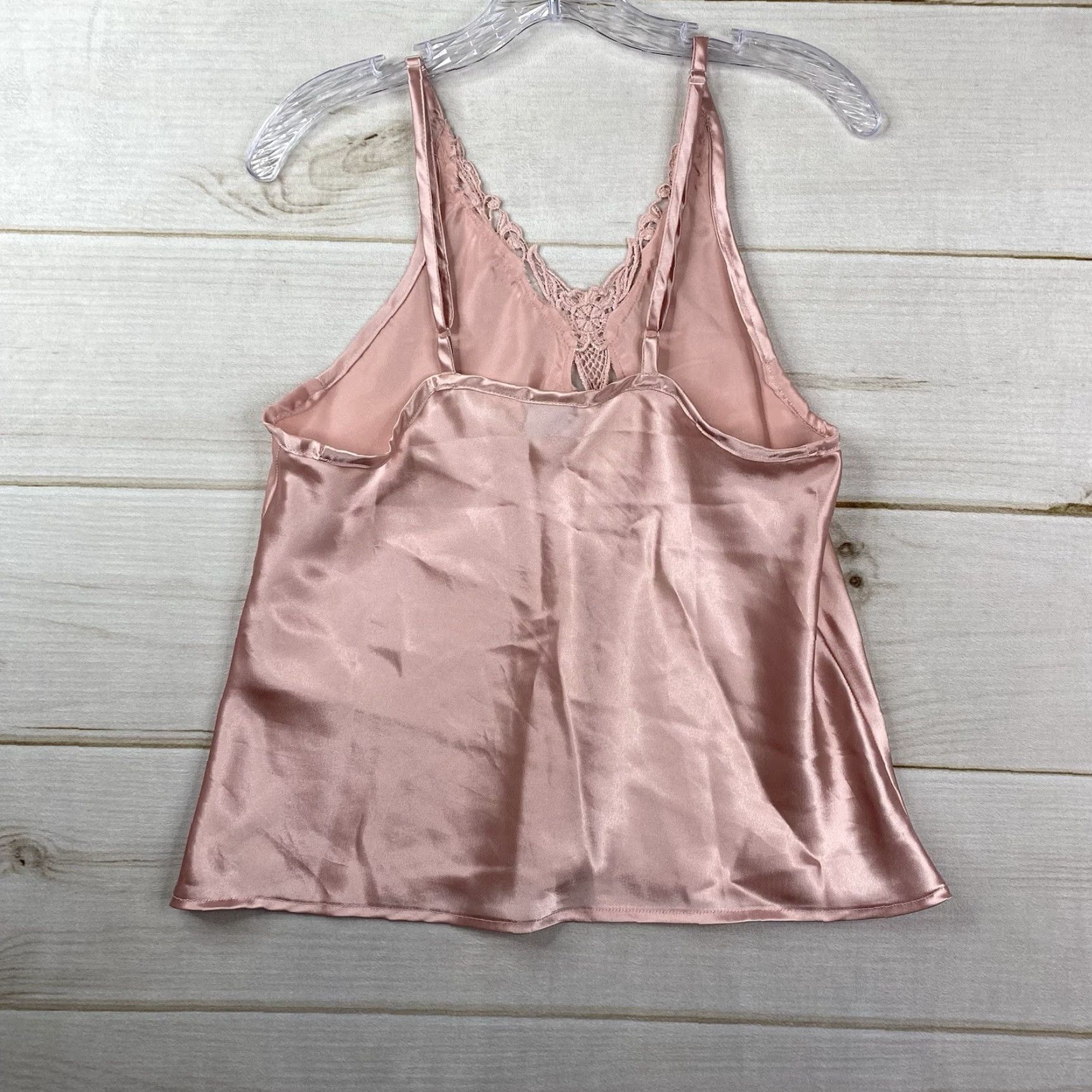 Vintage VTG Kathryn Camisole Pink Satin Crochet Trim Lingerie Adjustable V Neck M Womens Shirt Size ONE SIZE - 8 Thumbnail
