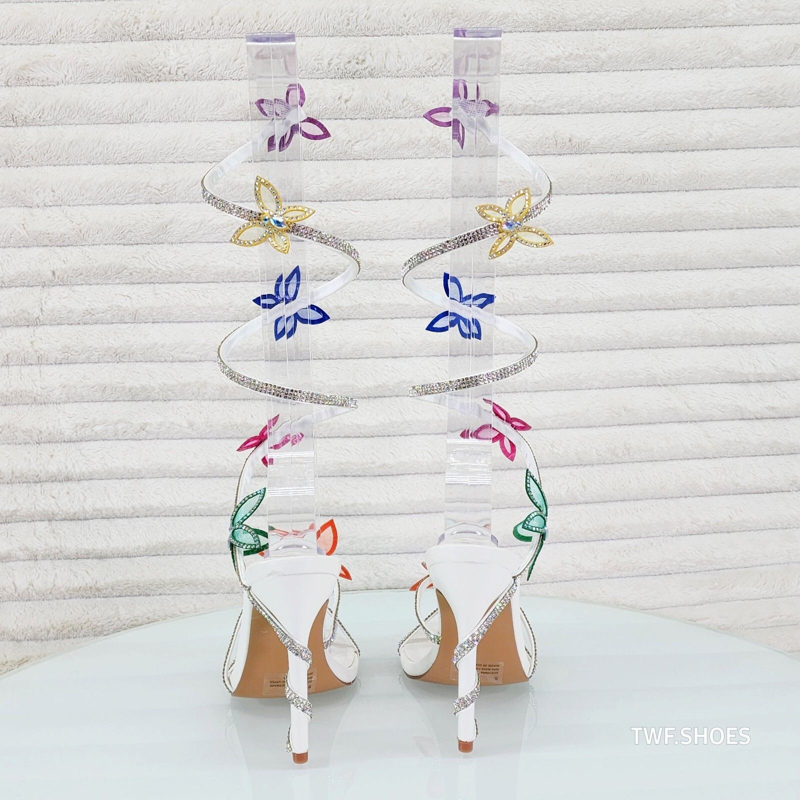 Other Fly Girl White Upper & Rhinestones Multi Color Butterfly Wra Size US 6.5 / IT 36.5 - 4 Thumbnail