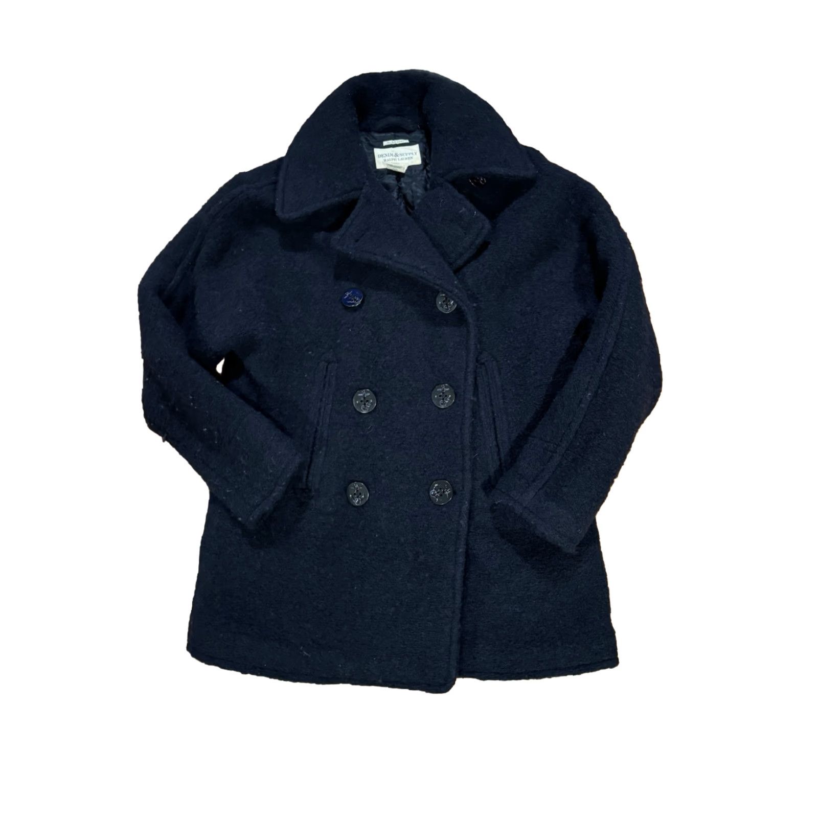 Vintage Denim & Supply Ralph Lauren Jacket Womens Small Black Wool Big Coat Rare! Coat Mens/Womens? Size S / US 4 / IT 40 - 2 Thumbnail