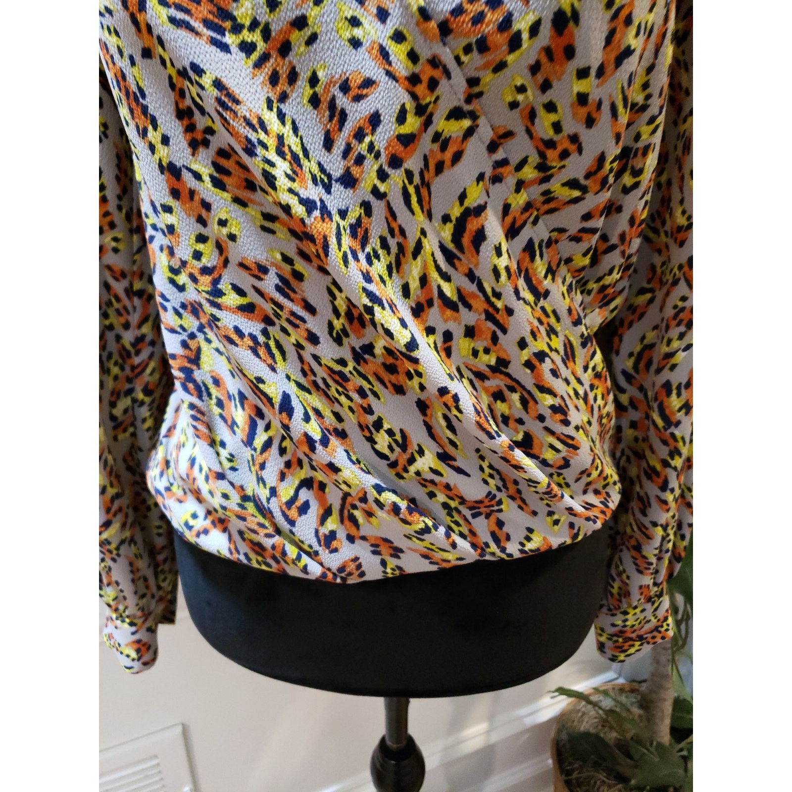 The Unbranded Brand Lush Blouse Women Small Multicolor Leopard Wrap Front Size S / US 4 / IT 40 - 4 Thumbnail