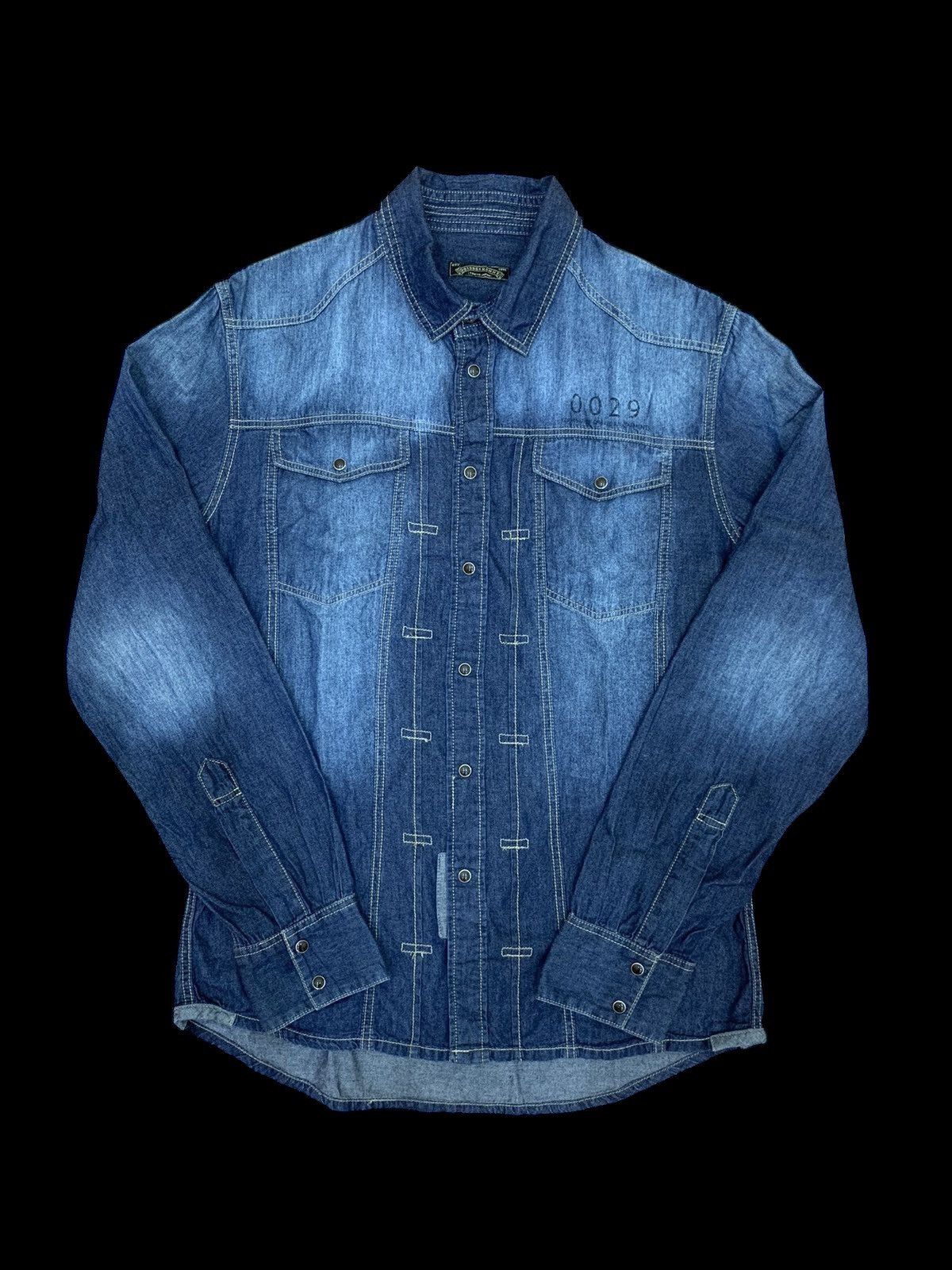 Japanese Brand × Vintage Homme 291295 pearl snap denim shirt Size US M / EU 48-50 / 2 - 3 Thumbnail