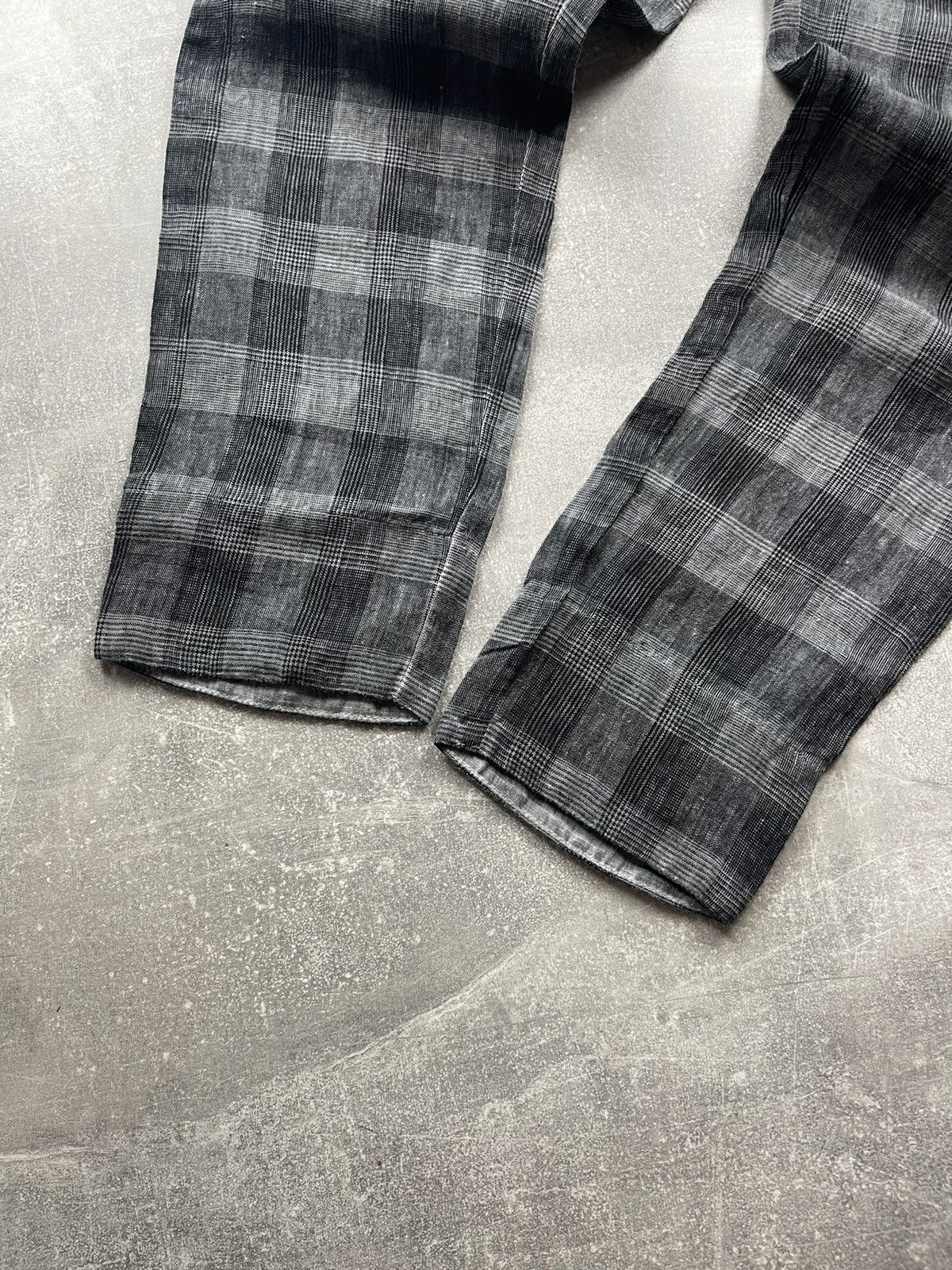 Transit Transit Par-Such Linen Trousers Gray Plaid Pants Avant-Garde Size 32" / US 10 / IT 46 - 3 Thumbnail
