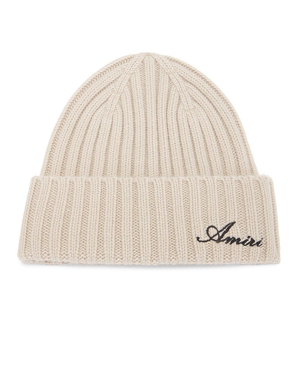 Amiri o1s1wg110925 Size: OS / Script Beanie Cap / Hat in Ivory Size ONE SIZE - 1 Thumbnail