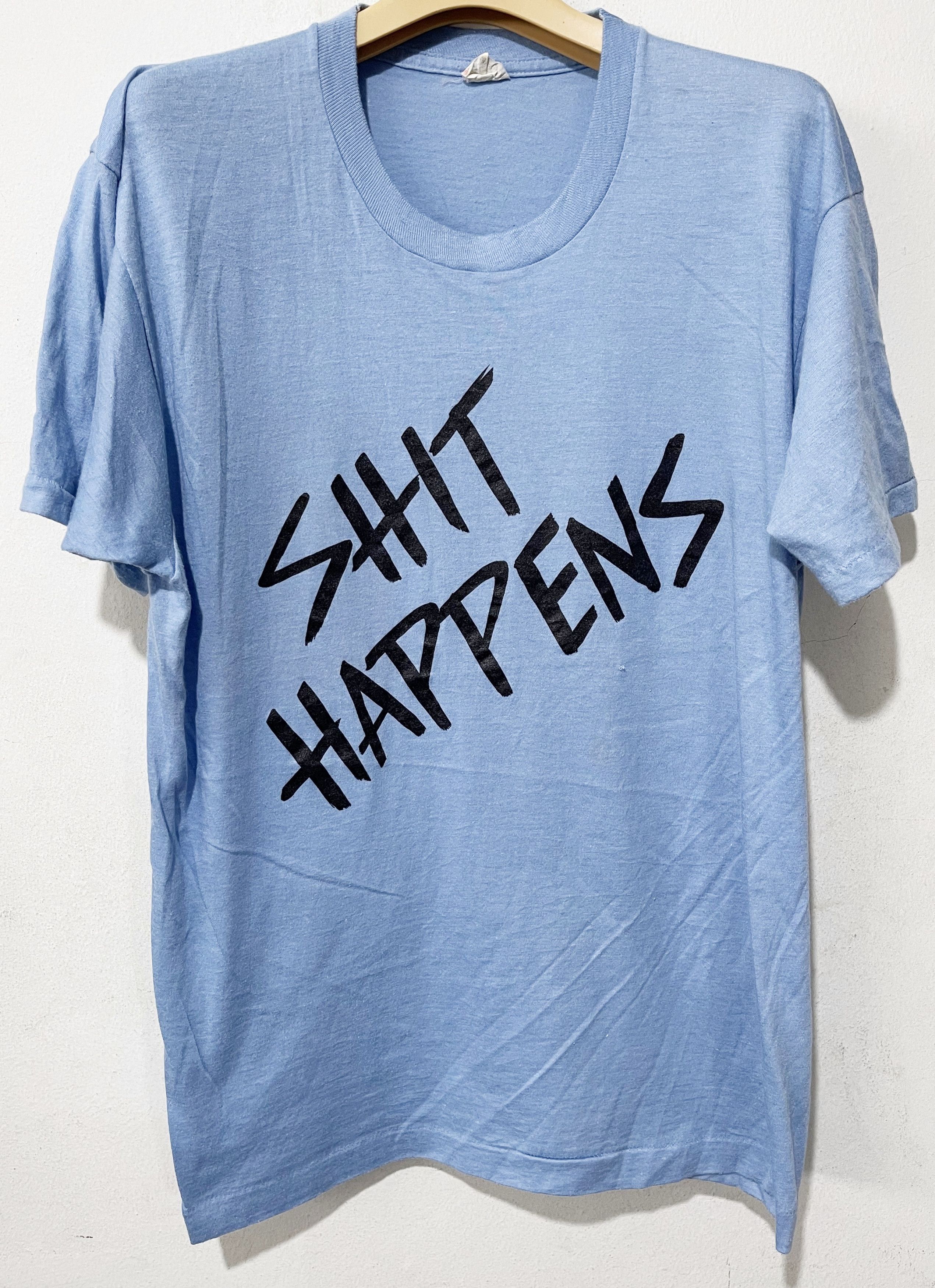 Vintage Vintage 80s Shit Happens Shirt Size US L / EU 52-54 / 3 - 1 Thumbnail