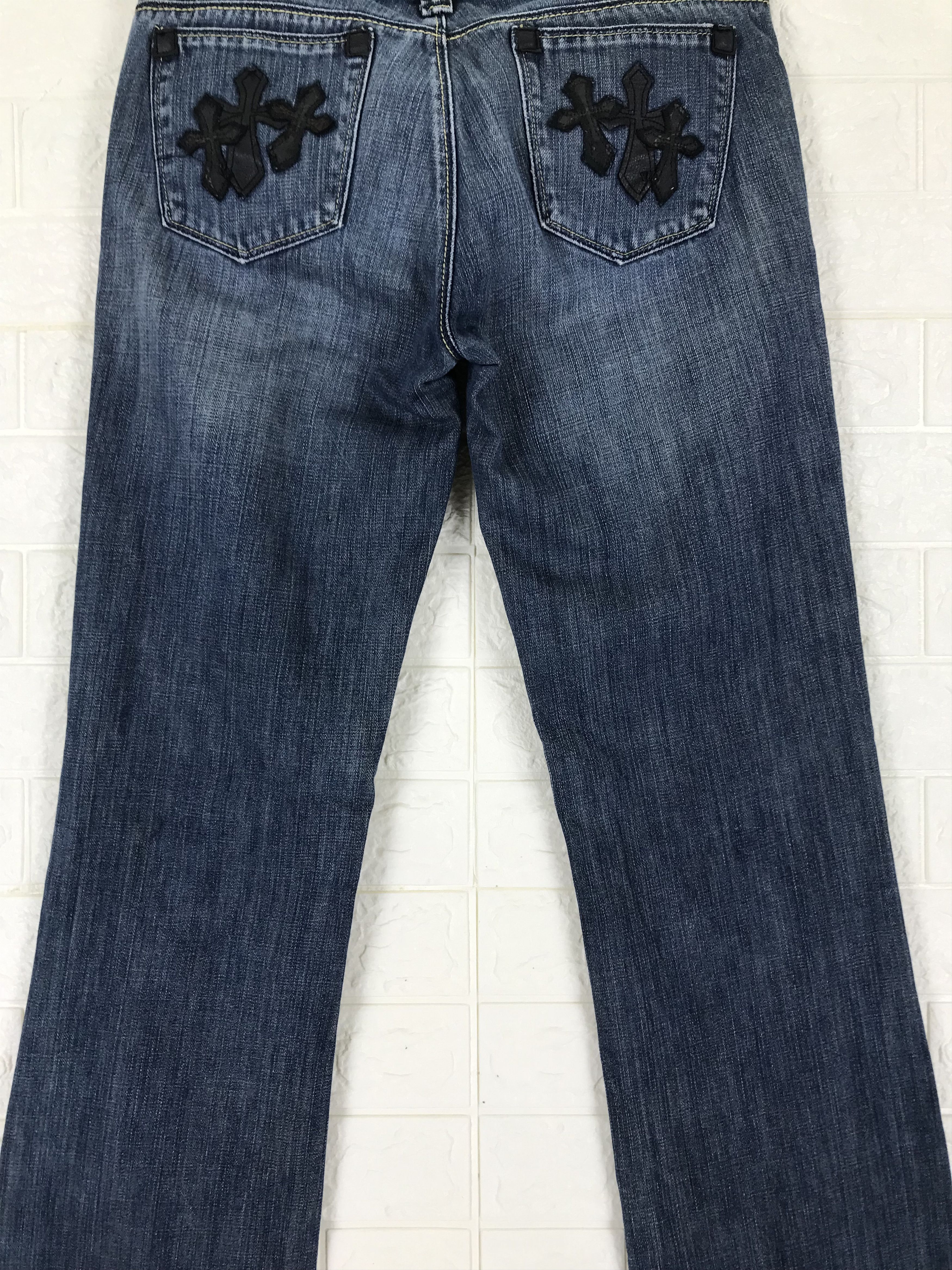 Japanese Brand Vintage Black Cross Flare Jeans Inspired Chrome Hearts Denim Size US 28 / EU 44 - 7 Thumbnail
