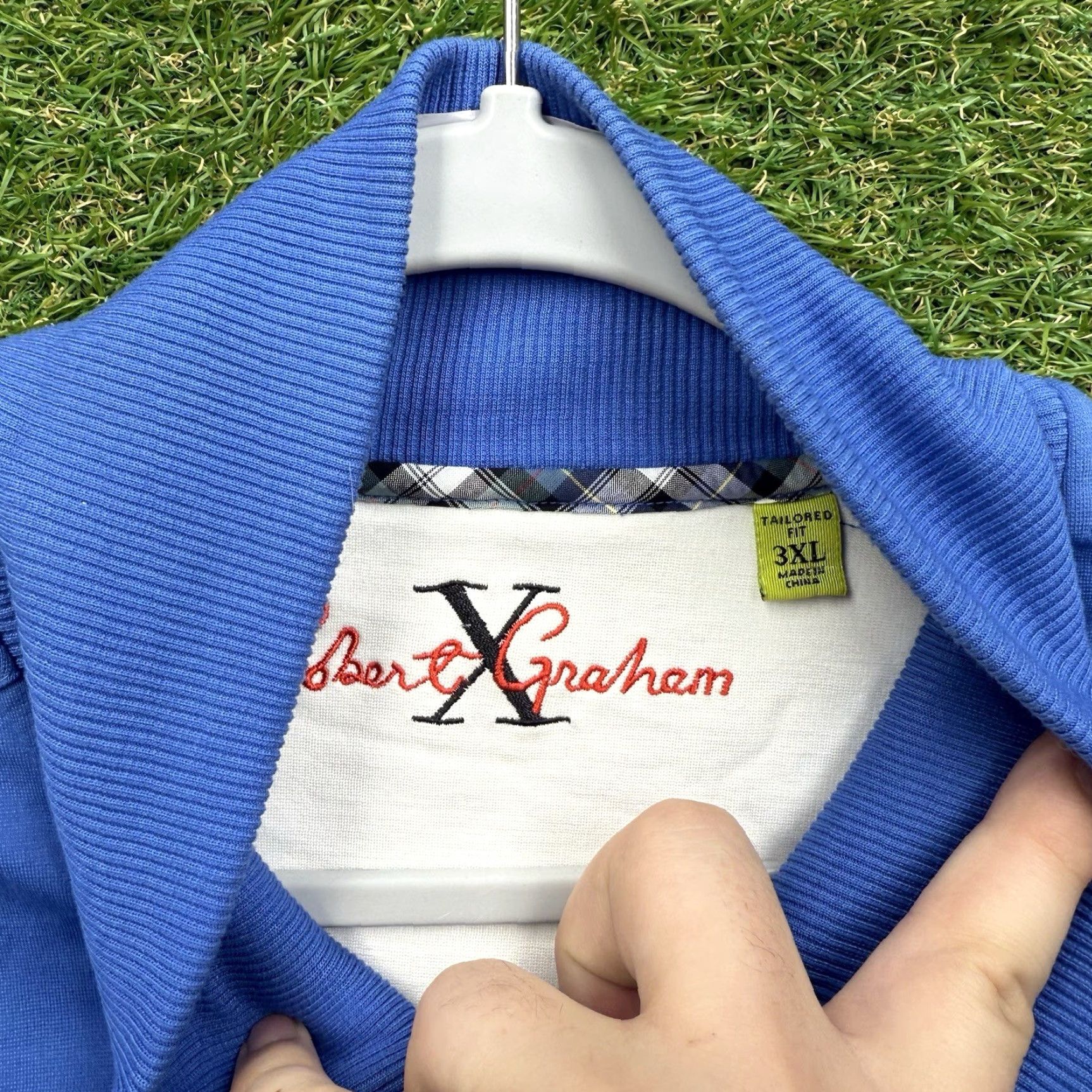 Robert Graham Robert Graham Track Jacket Mens 3XL Blue Full Zip Knit Cotton Blend Logo Embroidered Sports Golf Long Sleeve Jacket Regular Mens Size US XXL / EU 58 / 5 - 4 Thumbnail