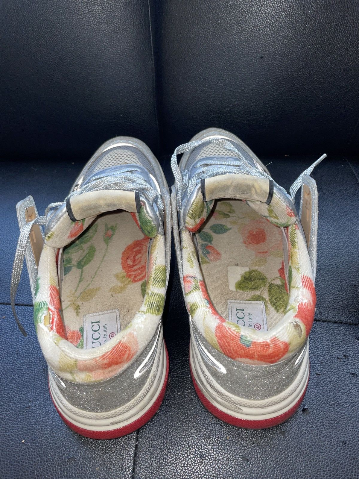 Metallic Calfskin Glitter Mesh Womens Ultrapace Sneakers