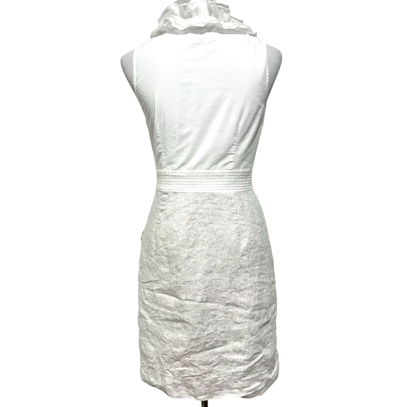 Loft LOFT Petites Pencil Dress White Cream w/ Metallic Ruffle V-Neck Pockets Sz 4P Dress Women Pencil Dress Size S / US 4 / IT 40 - 6 Thumbnail