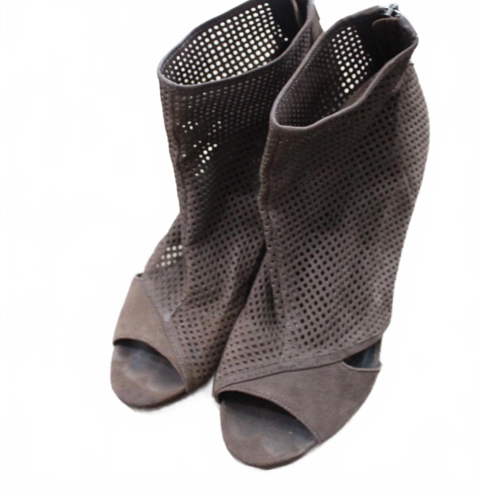 Other Pelle Moda Women's Olive Perforated Wedge Peep Toe Booties 8 Size US 8 / IT 38 - 1 Thumbnail
