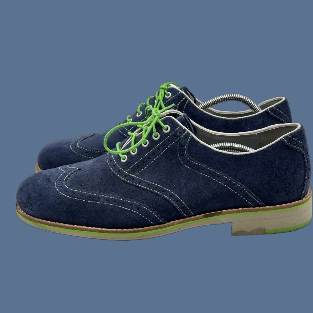 Johnston & Murphy Johnston & Murphy Mens 11 M Blue Suede Wingtip Derby Flex Oxford Shirt? Size US 11 / EU 44 - 1 Thumbnail
