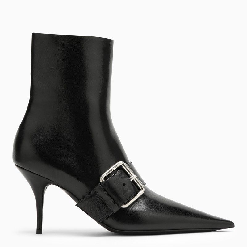 image of Balenciaga Black Leather Pointed Boot, Women's (Size 7)