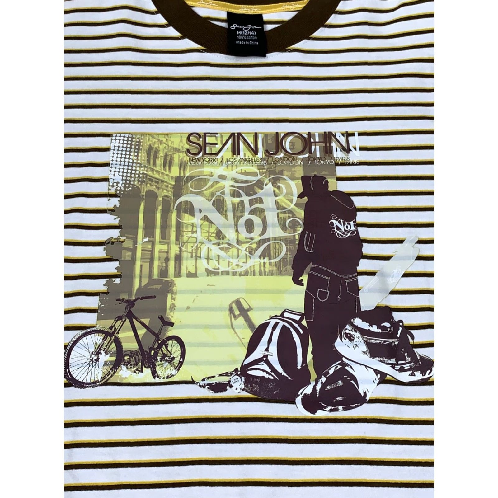 Sean John Sean John No.1 Graphic T Shirt Striped M 12/24 Short Sleeve Casual Men White 90s Hip Hop Music Shirt Mens Size US M / EU 48-50 / 2 - 2 Thumbnail