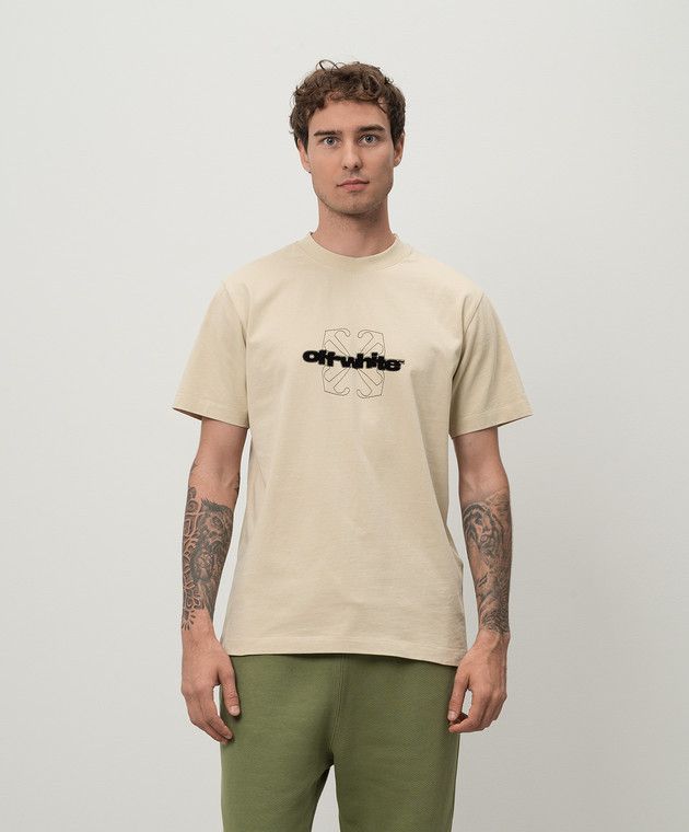 Off-White o1h1sh11224 Flock Arrow Slim Tee in Black/Beige Size US S / EU 44-46 / 1 - 2 Thumbnail