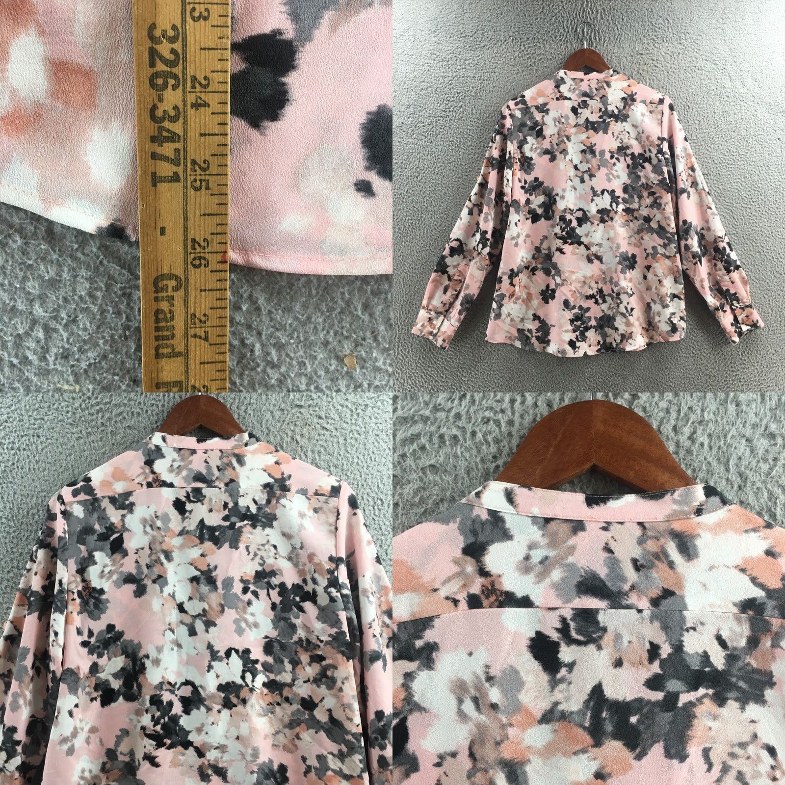 Calvin Klein Calvin Klein Blouse Top Womens M Pink Floral Long Sleeve Casual V-Neck Roll Tab Sleeve Shirt Pattern Floral Ladies Mens Womens Size M / US 6-8 / IT 42-44 - 8 Thumbnail