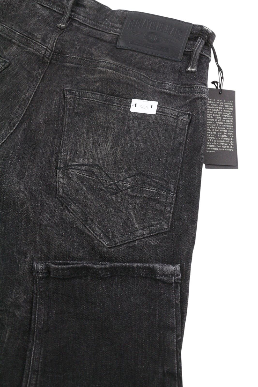 Replay THYBER W29/L34 Black Faded Stretch Slim Jeans 89125 Size US 29 - 5 Thumbnail