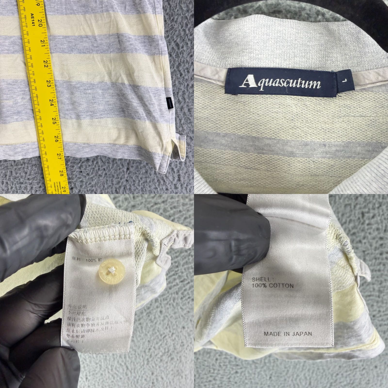 Aquascutum Aquascutum Polo Shirt Mens L Gray Stripe 100% Cotton Japan Casual SS Vintage No Size US L / EU 52-54 / 3 - 8 Thumbnail