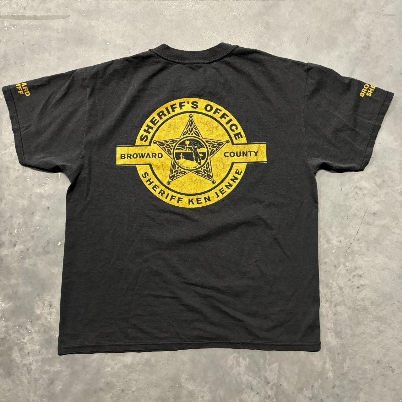 Japanese Brand × Vintage Crazy Vintage 90s Faded Broward Sheriff Opium Streetwear Graphic Tee! Size US L / EU 52-54 / 3 - 2 Thumbnail