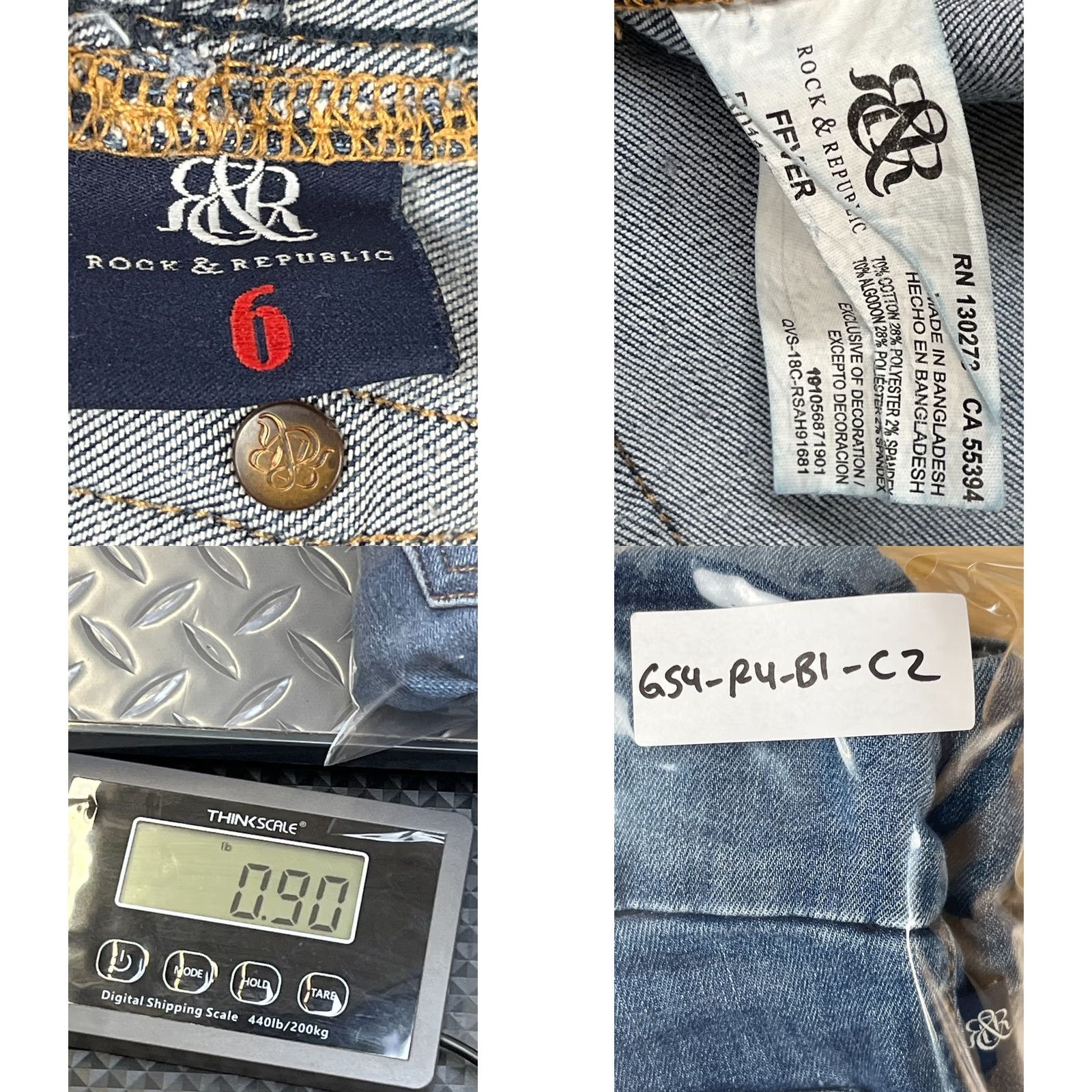 Vintage Rock & Republic Skinny Jeans Womens 6 Blue Cotton Blend Denim Five Pocket Casual Size 28" / US 6 / IT 42 - 8 Thumbnail