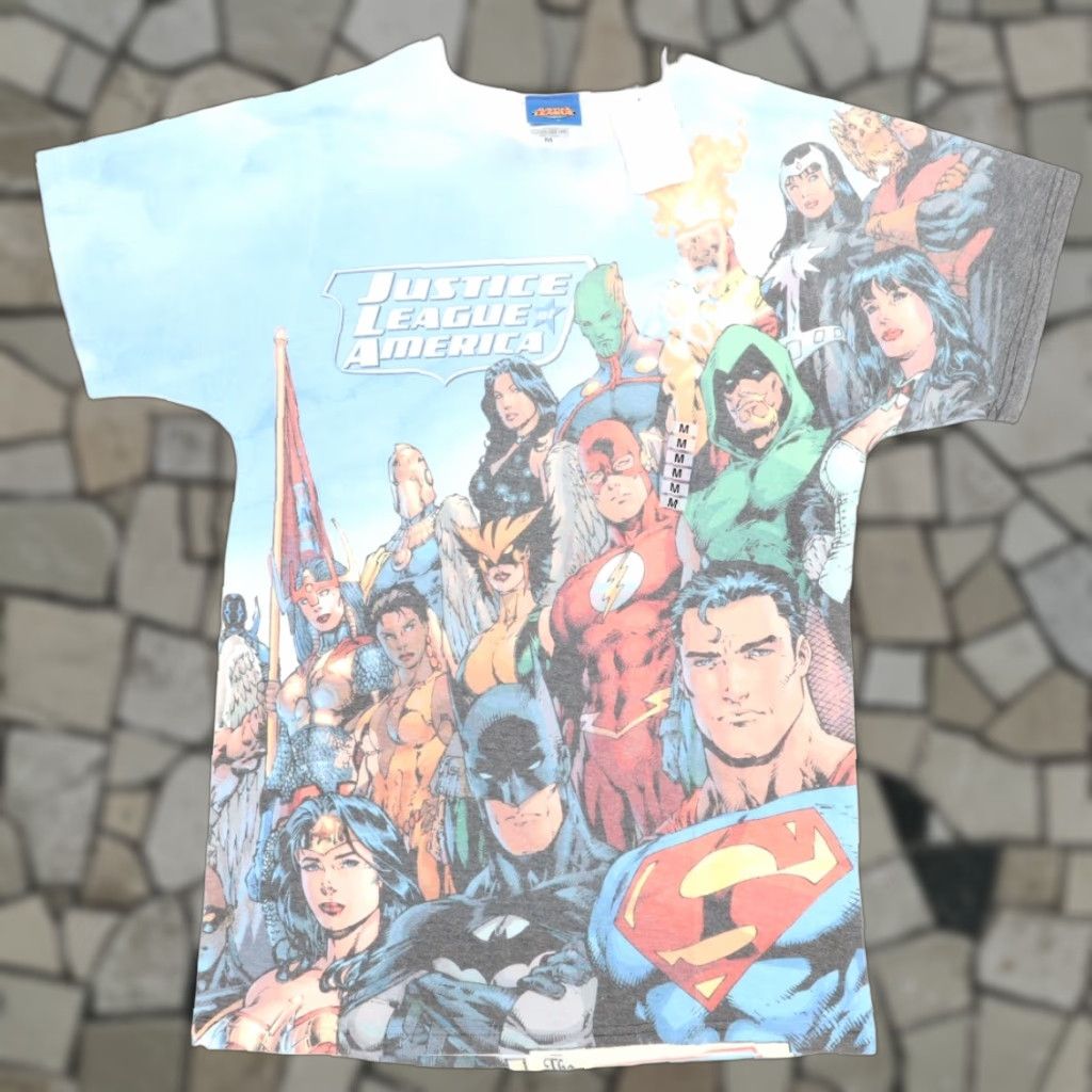 Vintage Justice League All Over Front Solid T-Shirt White Men's M Size US M / EU 48-50 / 2 - 1 Thumbnail