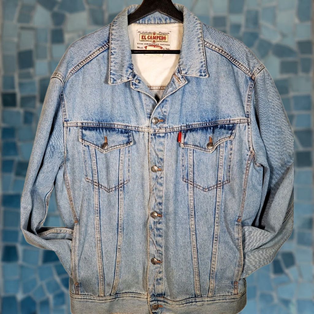 Camper VTG El Campero Denim Trucker Jacket Made in Italy Men XL Blue Regular denim jacket with pockets Size US 36 / EU 52 - 1 Thumbnail