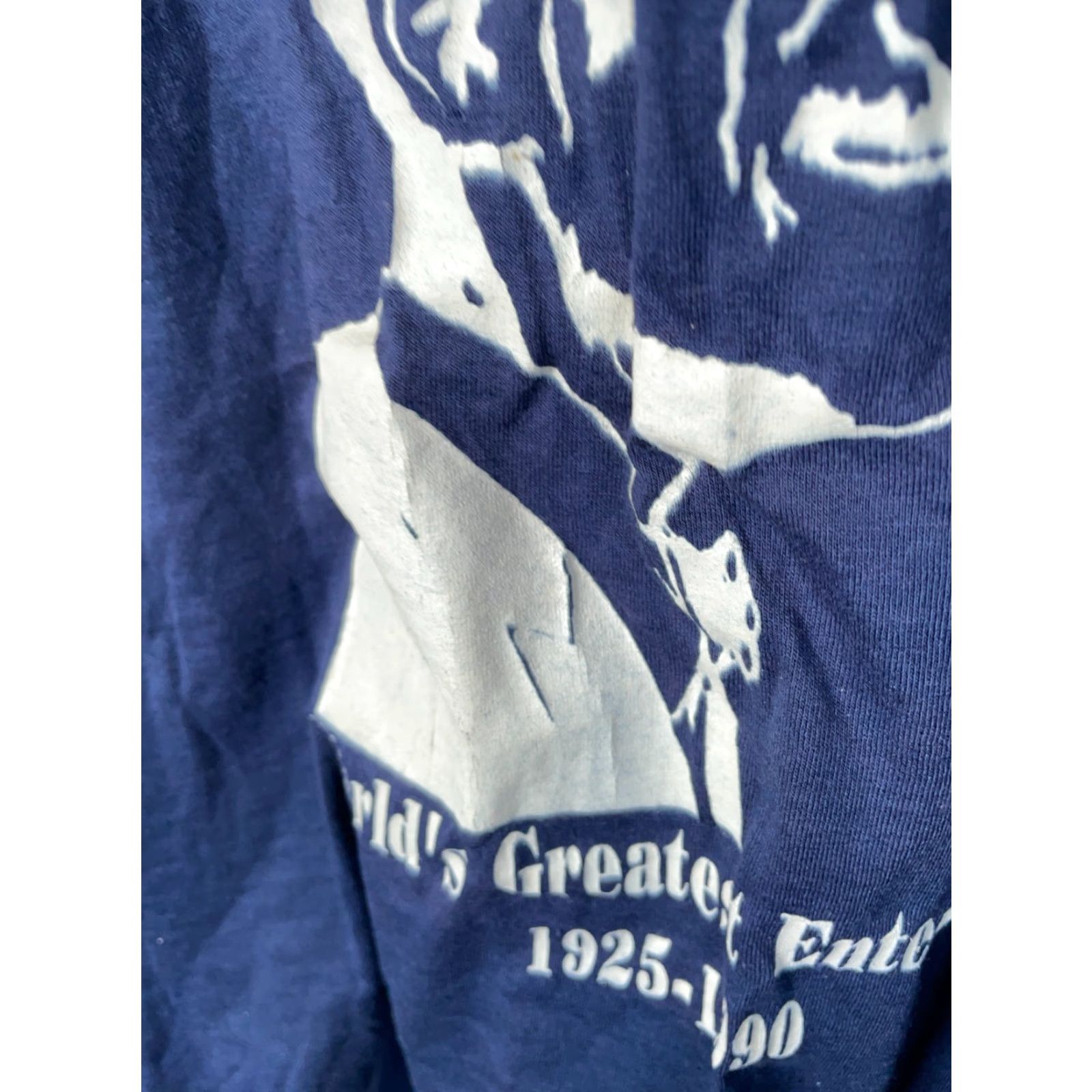 Vintage VINTAGE Screen Stars T-Shirt Adult Small 90s Sammy Davis Jr. Memorial Blue Graphic Print Short Sleeve Crew Neck Jersey 50/50 Cotton/Polyester Mens Size US S / EU 44-46 / 1 - 4 Thumbnail