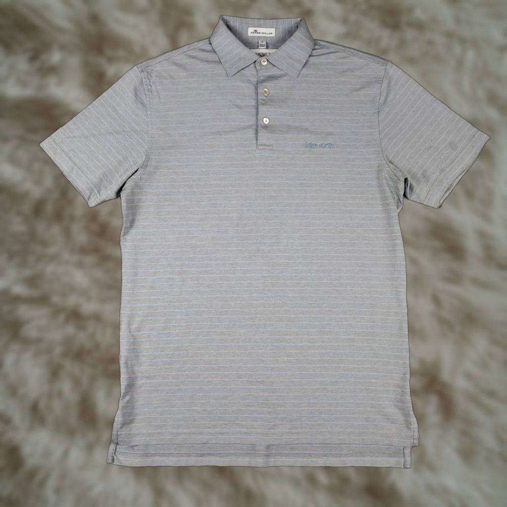 Peter Millar Peter Millar Polo Shirt Mens Small Gray Stripe Golf Casual Short Sleeve Striped Button Logo Vintage No Size US S / EU 44-46 / 1 - 1 Thumbnail