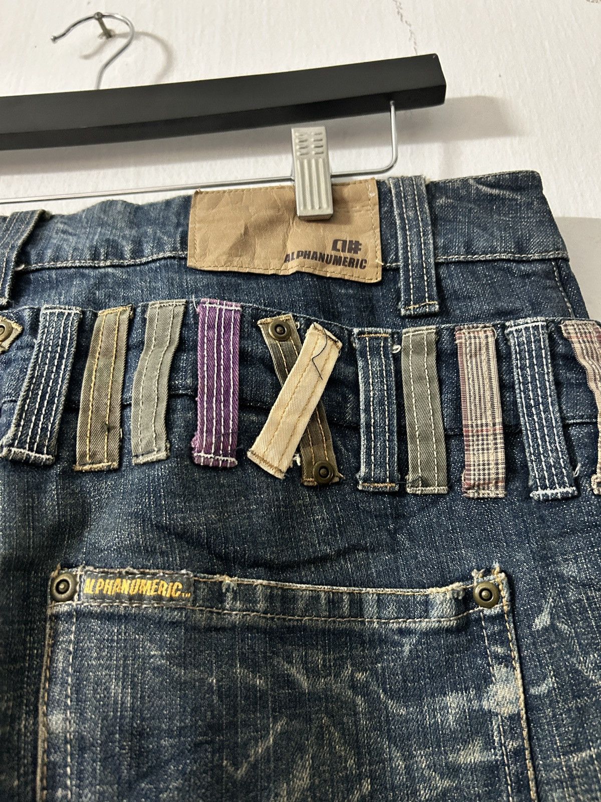 Alphanumeric × Japanese Brand × Vintage Crazy Double Waist Alpha Numeric Sick Acid Wash Design Size US 35 - 7 Thumbnail