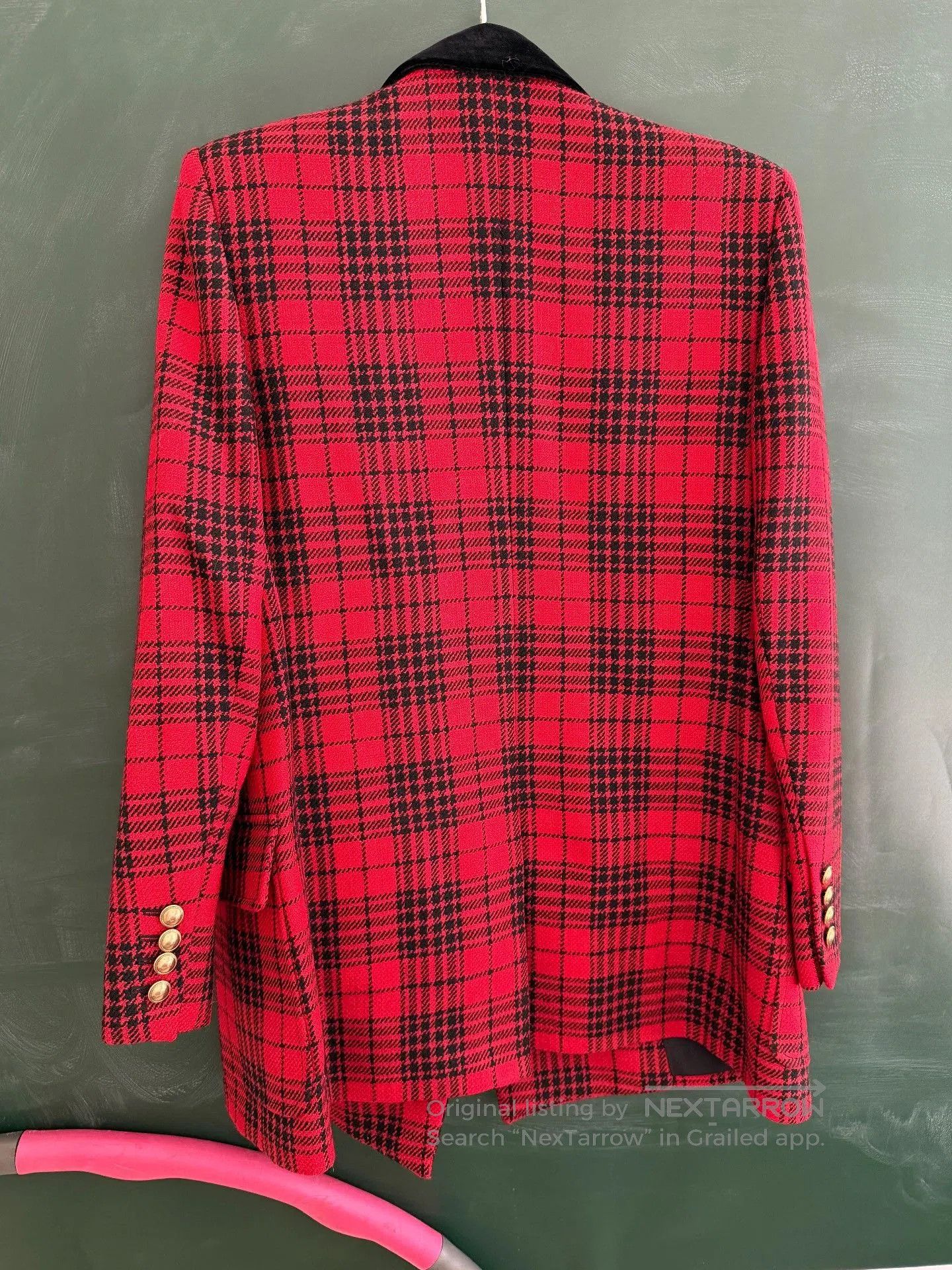 Saint Laurent Paris Saint Laurent Red Black Plaid Blazer. Size M / US 6-8 / IT 42-44 - 4 Thumbnail