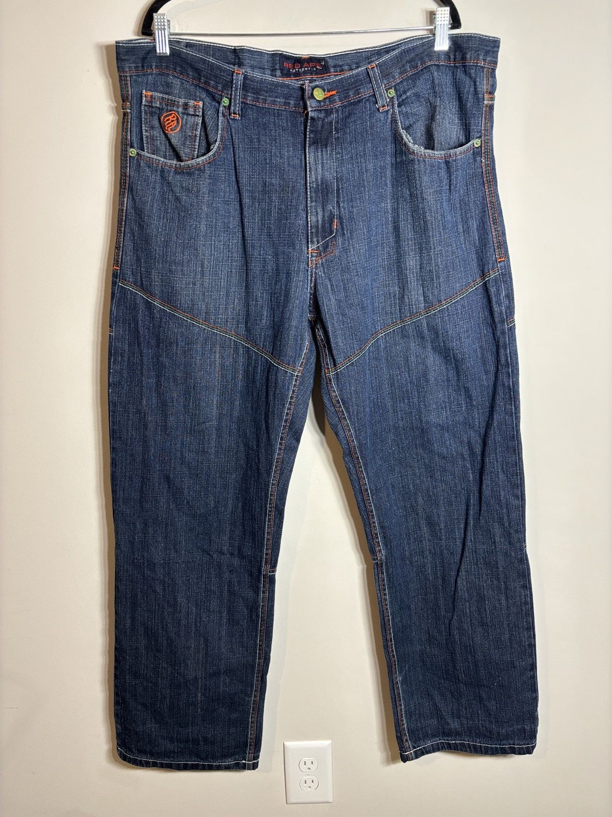 Vintage Vintage Y2K Red Ape Jeans Baggy Embroidered 38x32 Streetwear Size US 38 / EU 54 - 2 Thumbnail