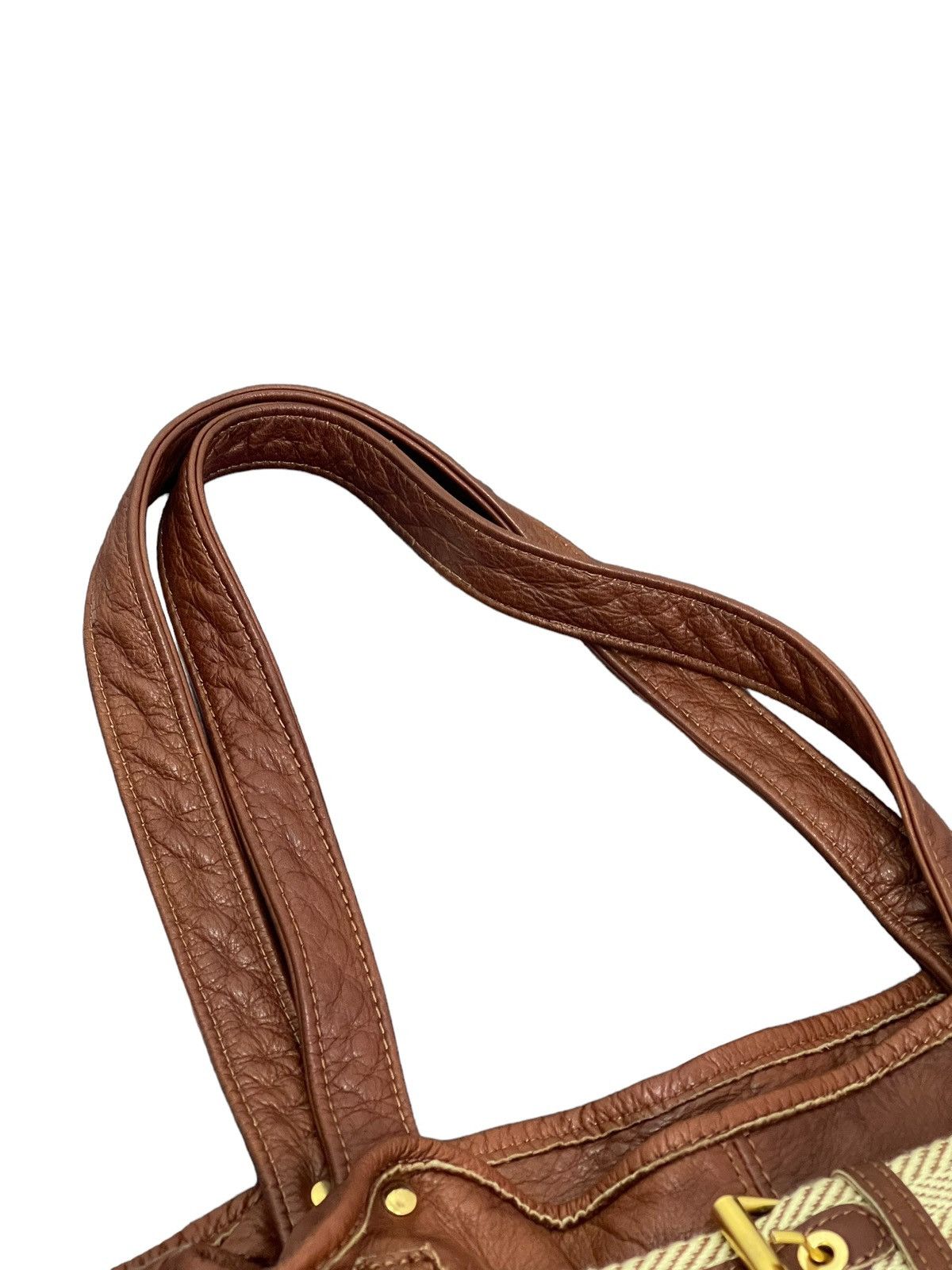 Japanese Brand Leather Cotton Bonfanti Italy Shoulder Bag 4🟩 Size ONE SIZE - 7 Thumbnail