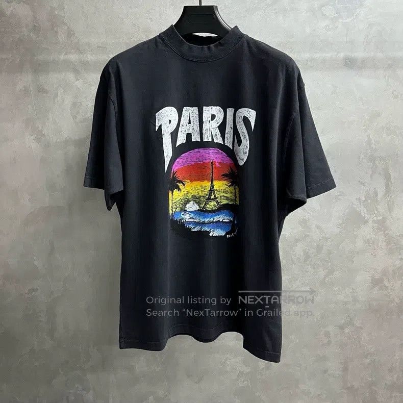 Balenciaga Balenciaga Black Letter Building Printed Round Neck Short Size US S / EU 44-46 / 1 - 1 Thumbnail