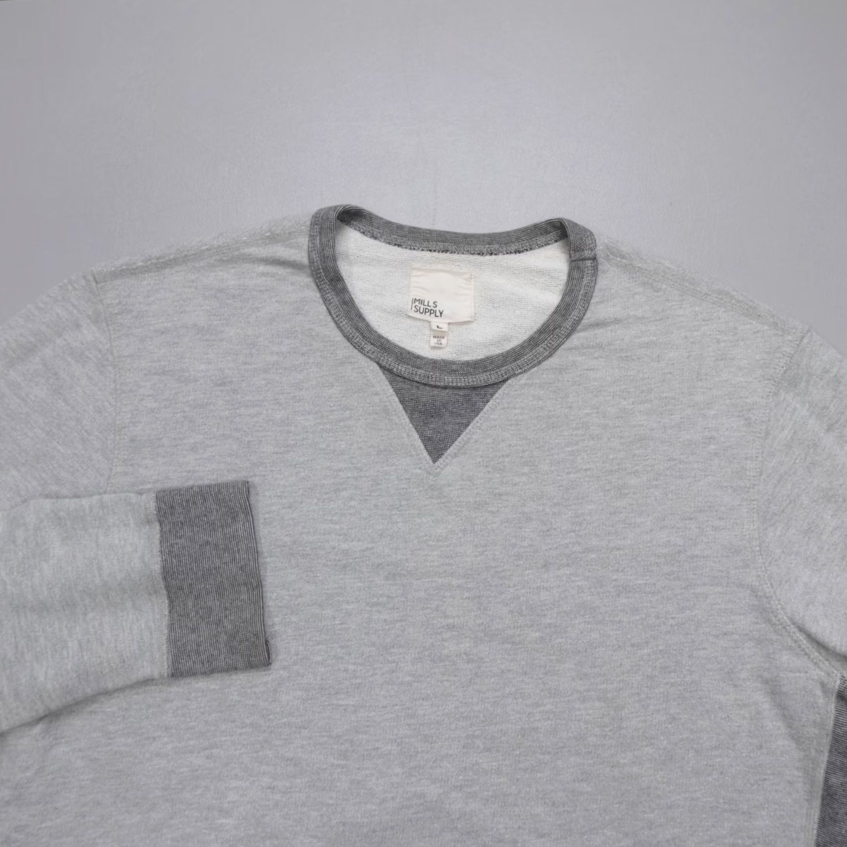 Vintage Mills Supply Men's Crewneck Cotton Terry Sweatshirt Grey L Pullover Casual Sweatshirt Men Size US L / EU 52-54 / 3 - 2 Thumbnail
