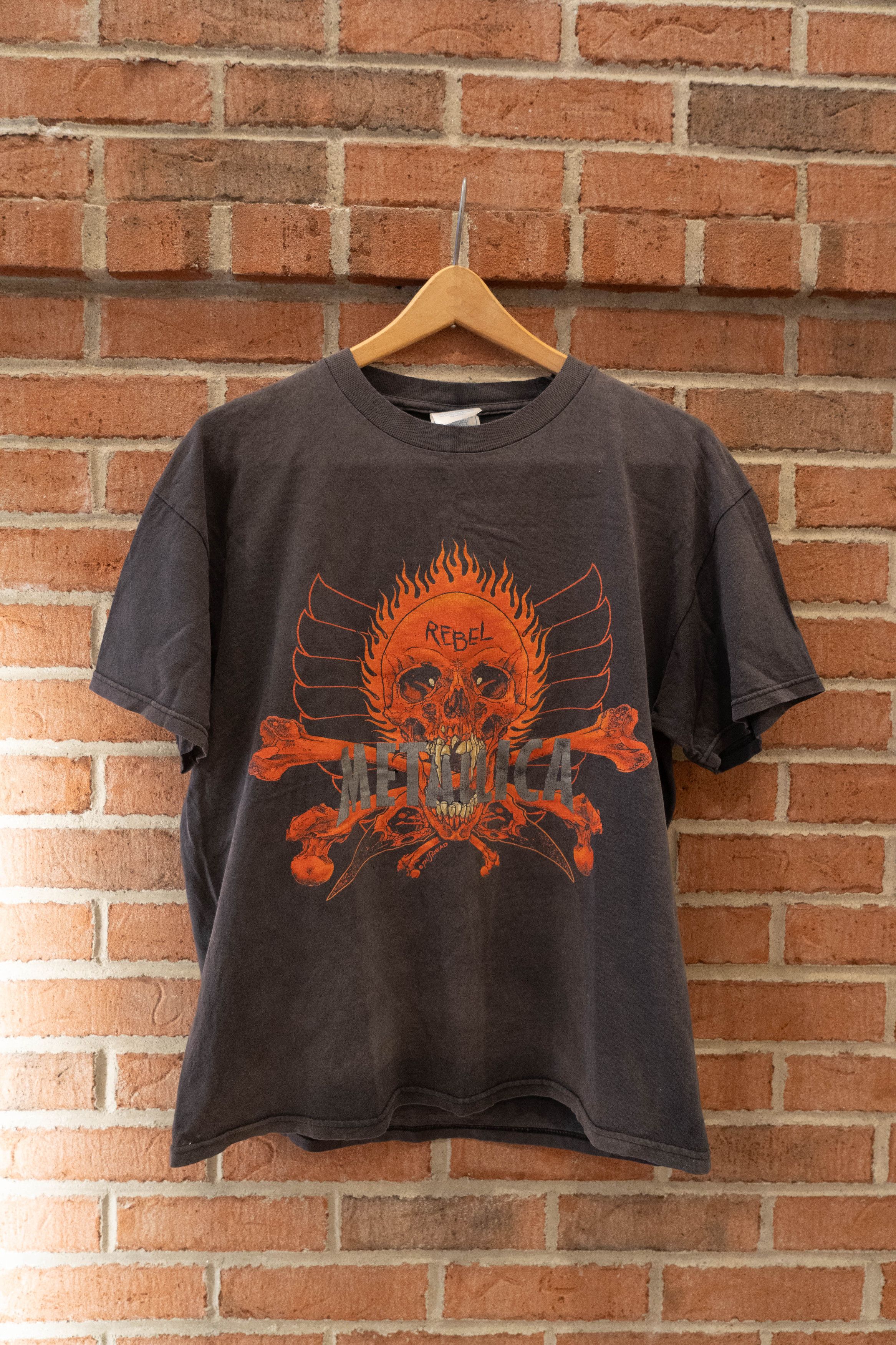 Band Tees × Metallica × Vintage Thrashed Vintage Metallica Rebel Pushead Distressed T Shirt Size US L / EU 52-54 / 3 - 3 Thumbnail