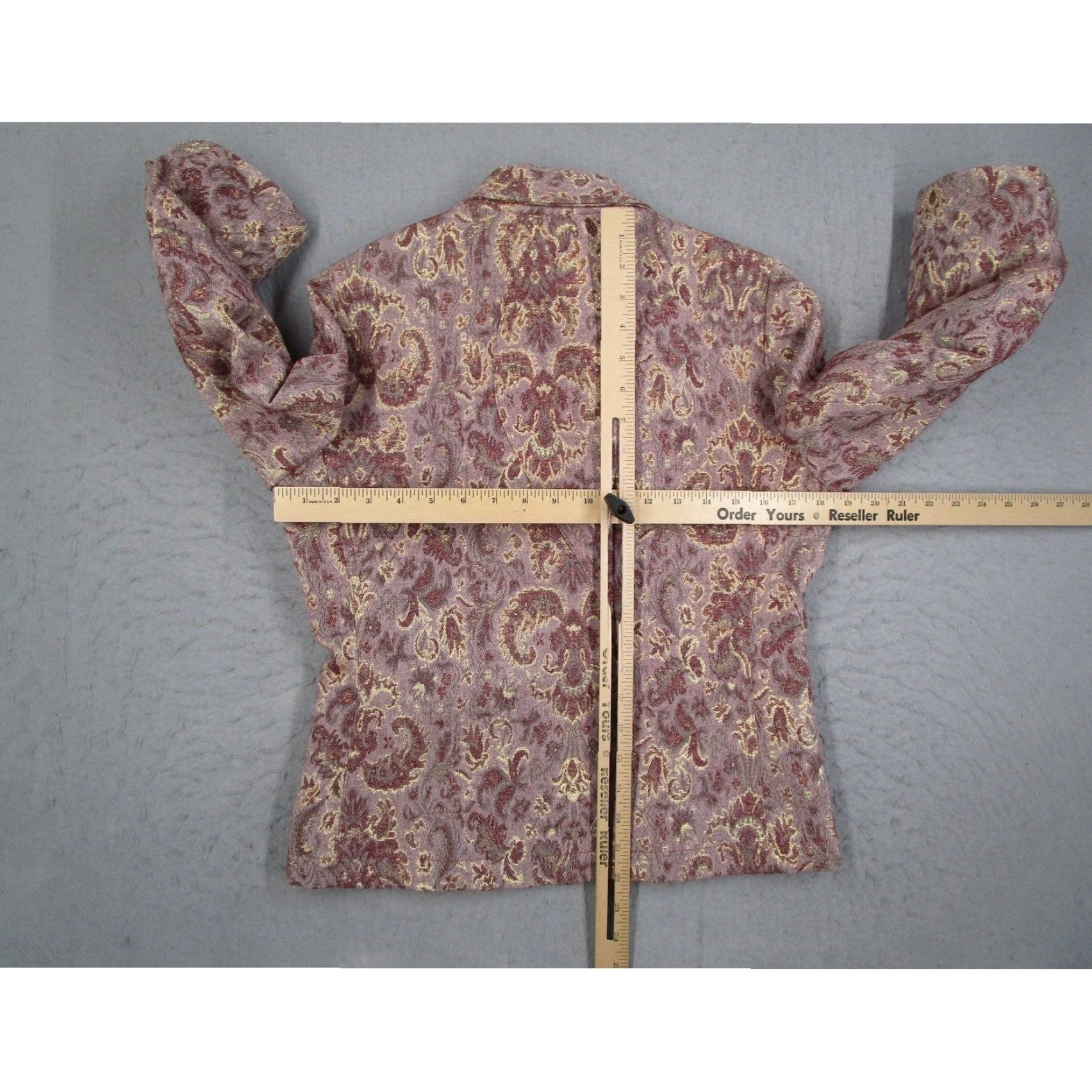 Velvet EDUN Blazer Jacket Multicolor Brocade Velvet Trim Notch Lapel Three-Button 37 in Chest Regular Length Lined Cotton Blend Wool Blend Portugal M Womens Size M / US 6-8 / IT 42-44 - 7 Thumbnail