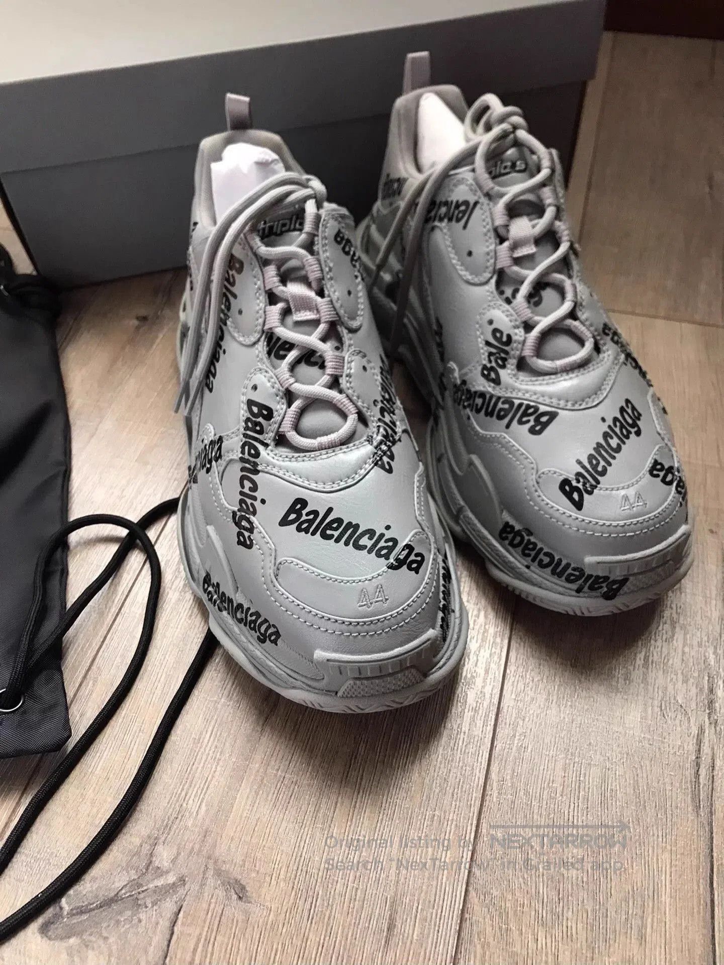 Balenciaga Gray High-Top Sneakers with Logo Print, Size 11. Size US 11 / EU 44 - 1 Thumbnail