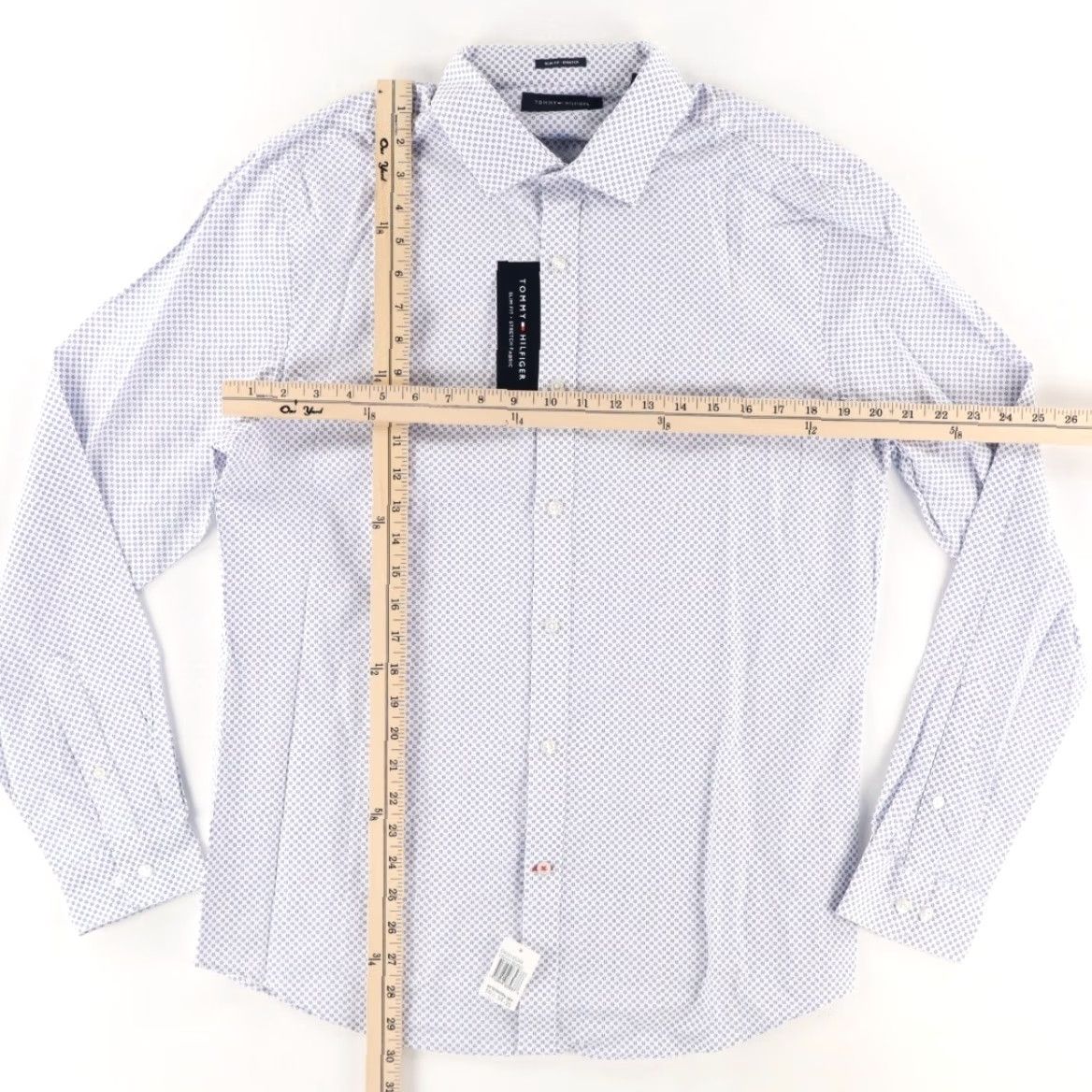 Tommy Hilfiger Tommy Hilfiger Slim Fit Dress Stretch Long Sleeve Button Up Shirt White Men's L Size 42R - 3 Thumbnail