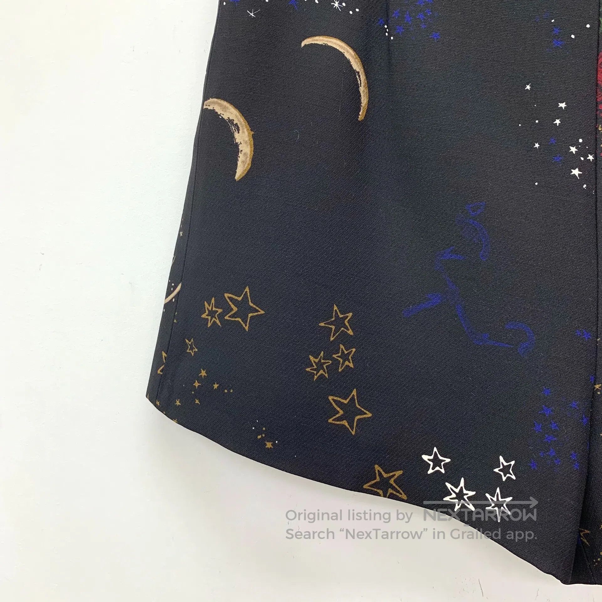 Valentino Valentino Black Starry Universe Printed Wool Casual Short Size 39" - 4 Thumbnail