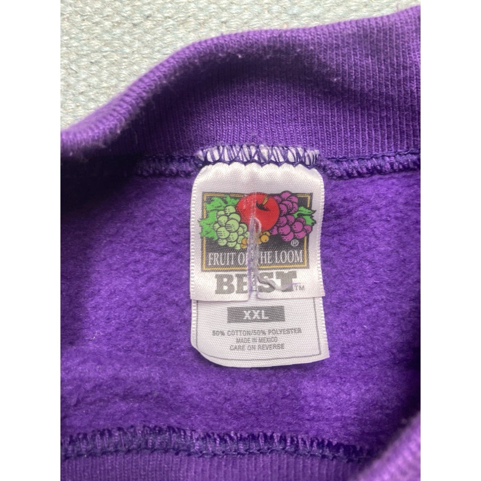 Fruit Of The Loom VINTAGE Fruit of the Loom Sweatshirt Crewneck Adult XXL Purple Plum 90s Pullover Men Size US XXL / EU 58 / 5 - 4 Thumbnail