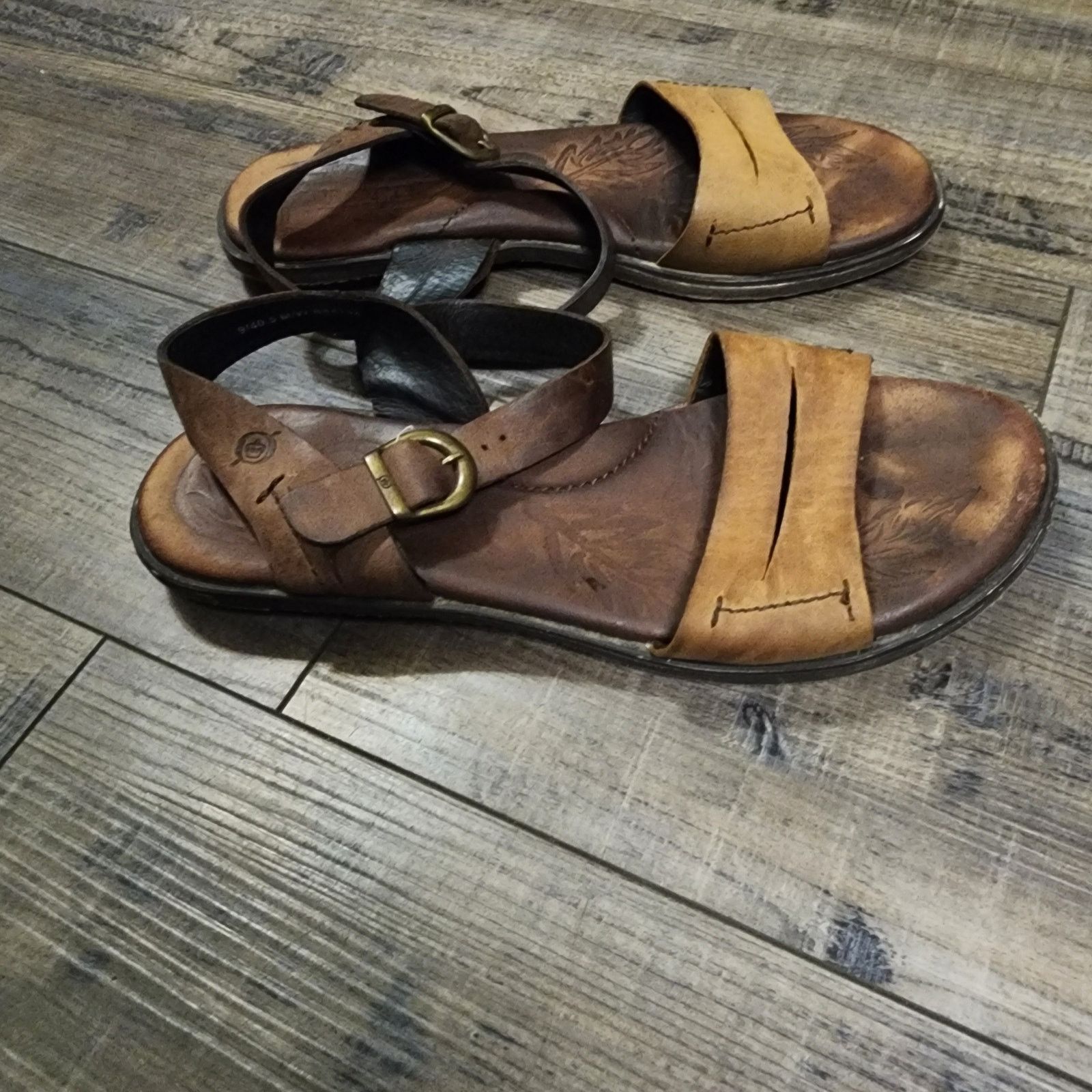Born Women's BORN ebb Camel Tan Brown Leather sandals Size 9 Size US 9 / IT 39 - 2 Thumbnail