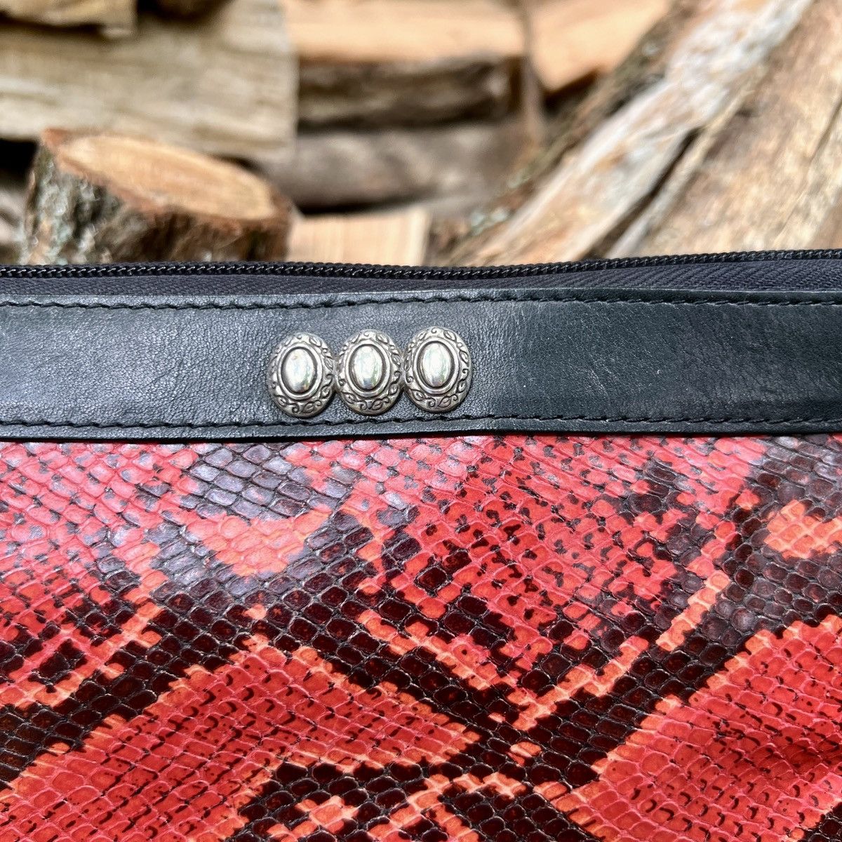 Brighton Vintage red and black snake print clutch Size ONE SIZE - 2 Thumbnail