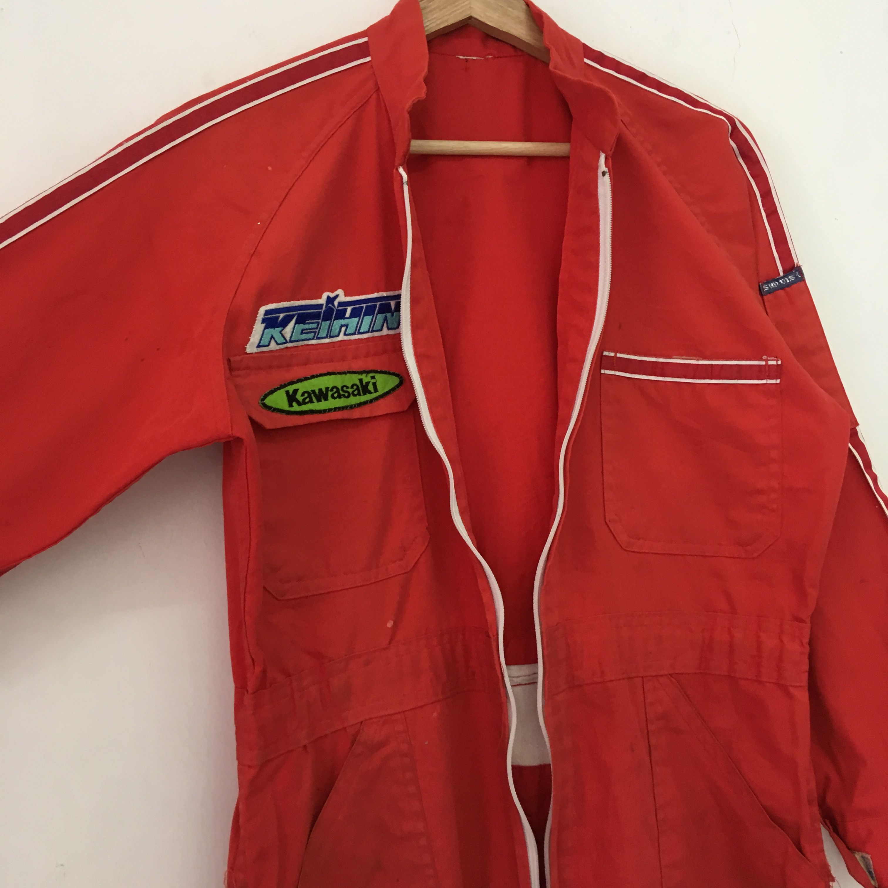 Japanese Brand Vintage 90s Distressed Kawasaki Japan Coveralls Motorsport Size US 34 / EU 50 - 6 Thumbnail