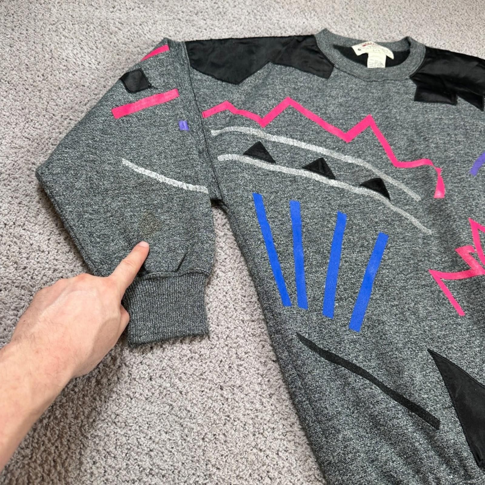 Other Vintage 80s 90s Abstract Graphic Sweatshirt Memphis Knit L Size US L / EU 52-54 / 3 - 5 Thumbnail